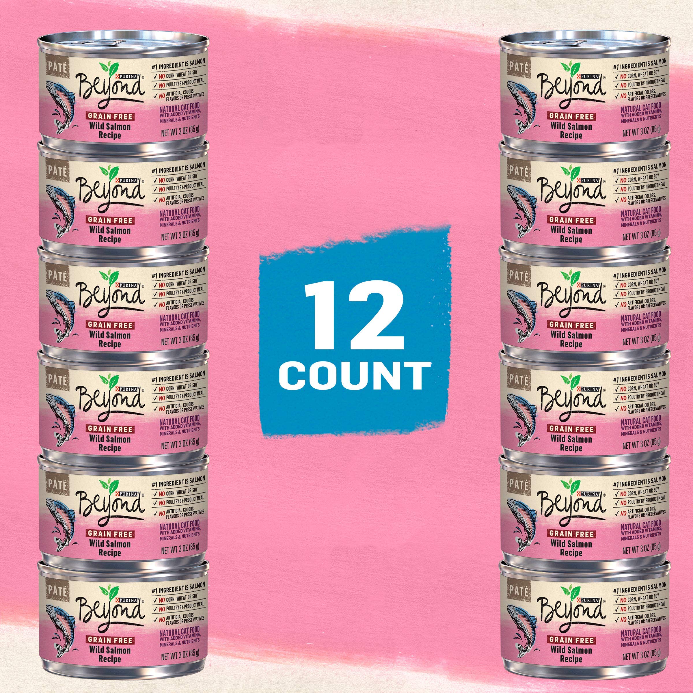 Purina Beyond Wild Salmon Recipe Grain Free Wet Cat Food Pate - (Pack of 12) 3 oz. Cans