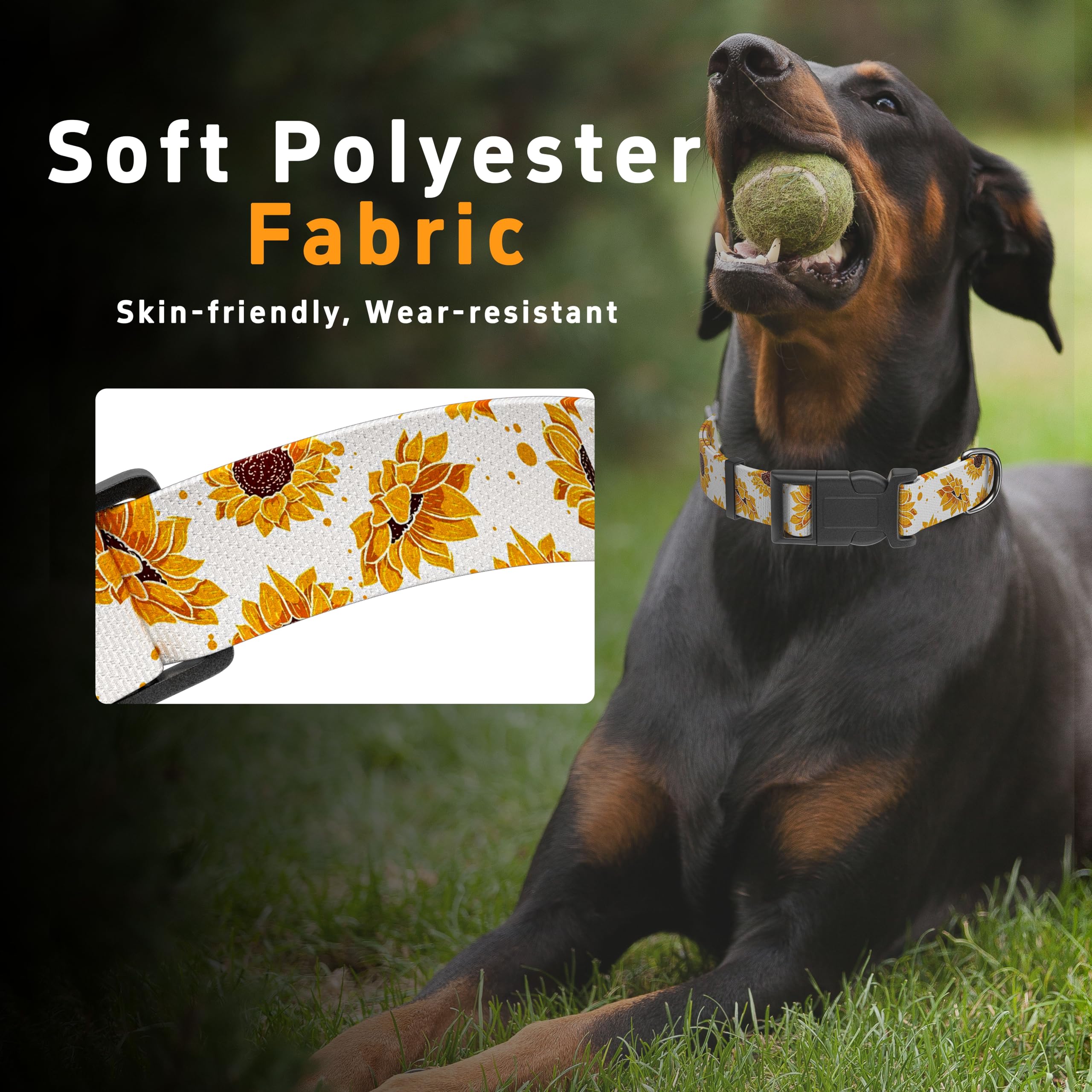 Seyezo Dog Collar, Floral Boys Girls Puppy Collar For Small Medium Large Dogs, Soft Adjustable Collar With Safety Buckle For Mal