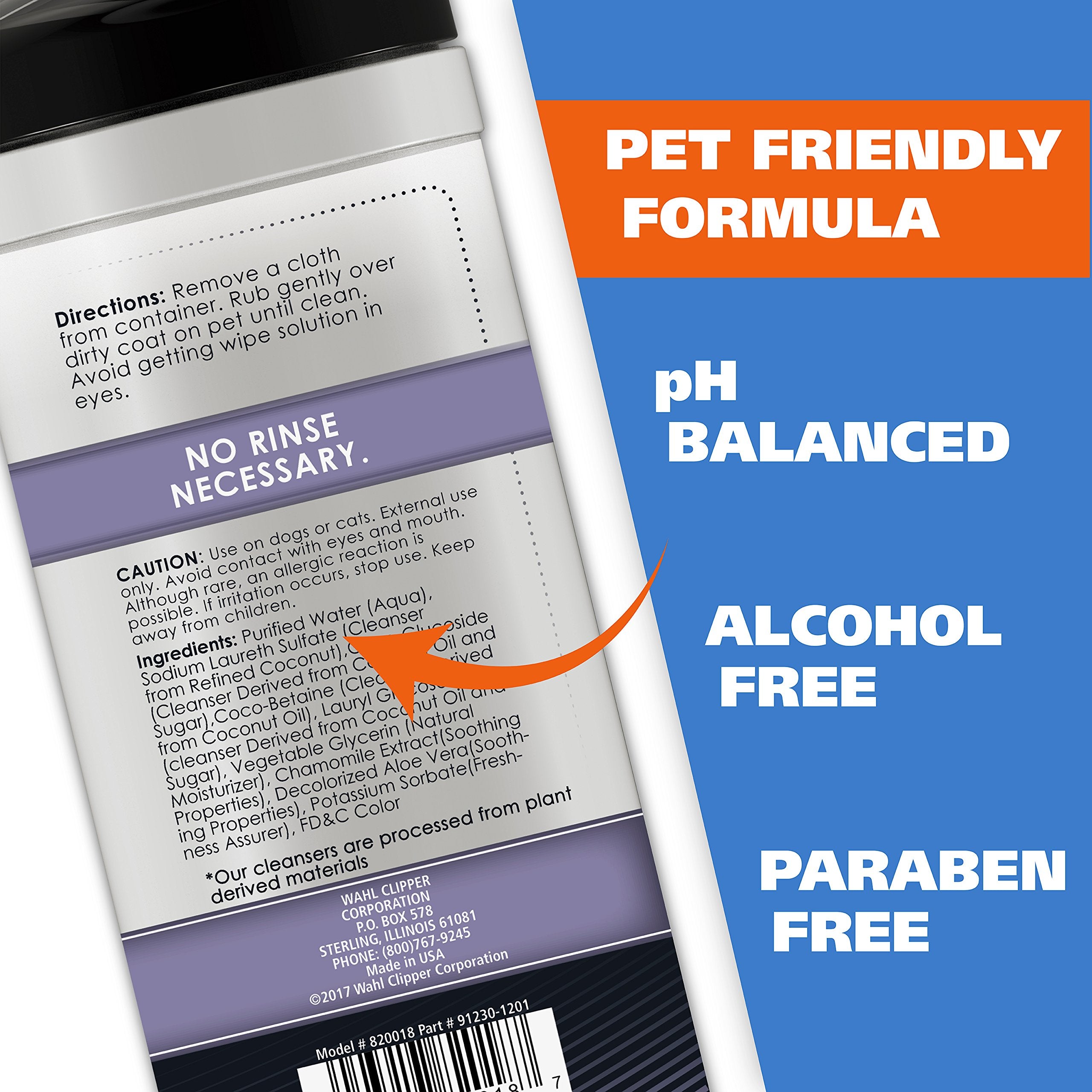 Wahl Pet Refresh Lavender Cleaning Wipes - 50 Count, Natural Material for Dogs, Model 820018A