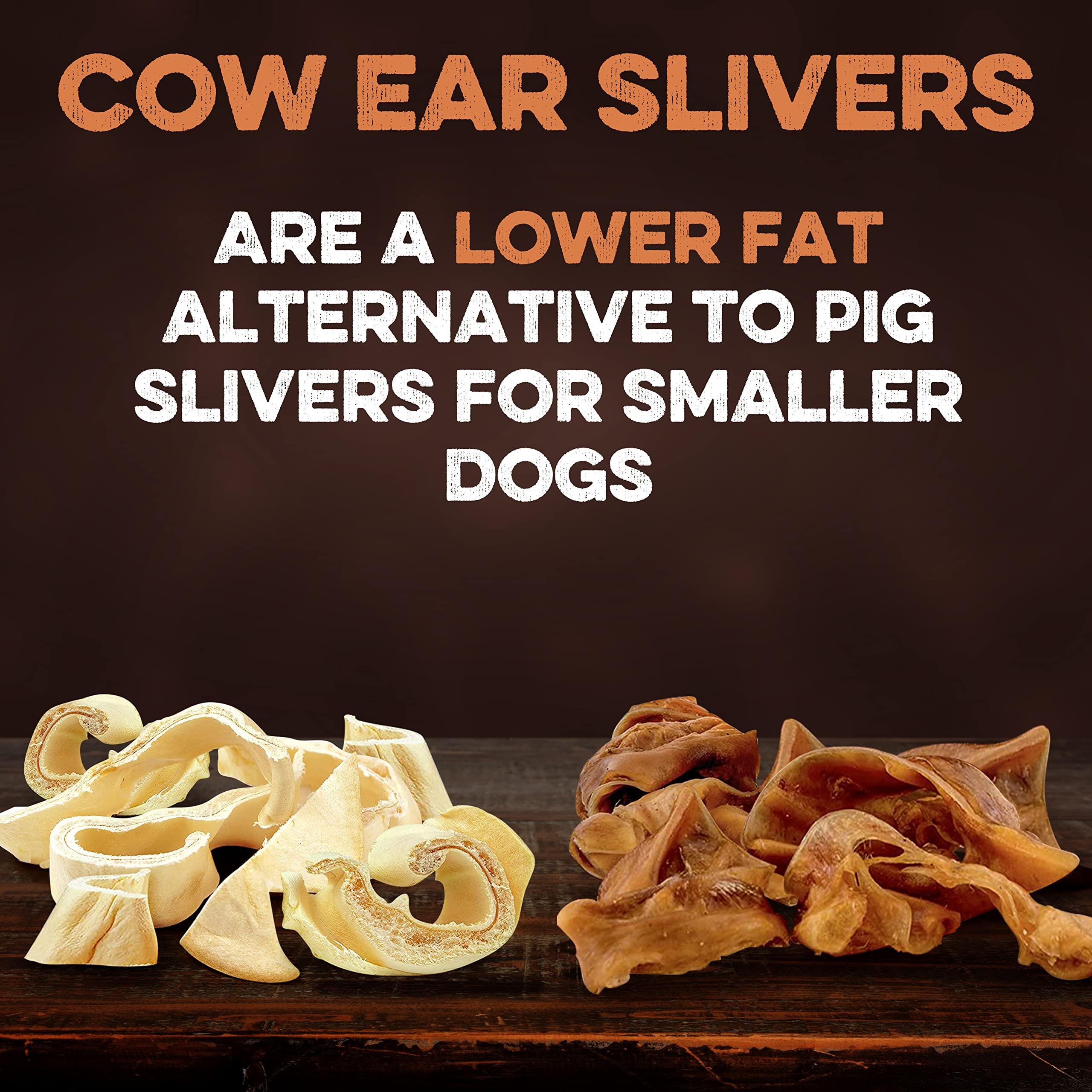 BRUTUS & BARNABY Cow Ears for Dogs; Ear Slivers are Great for Puppy Teething, Single Ingredient Beef Ear Slivers for Small to Me
