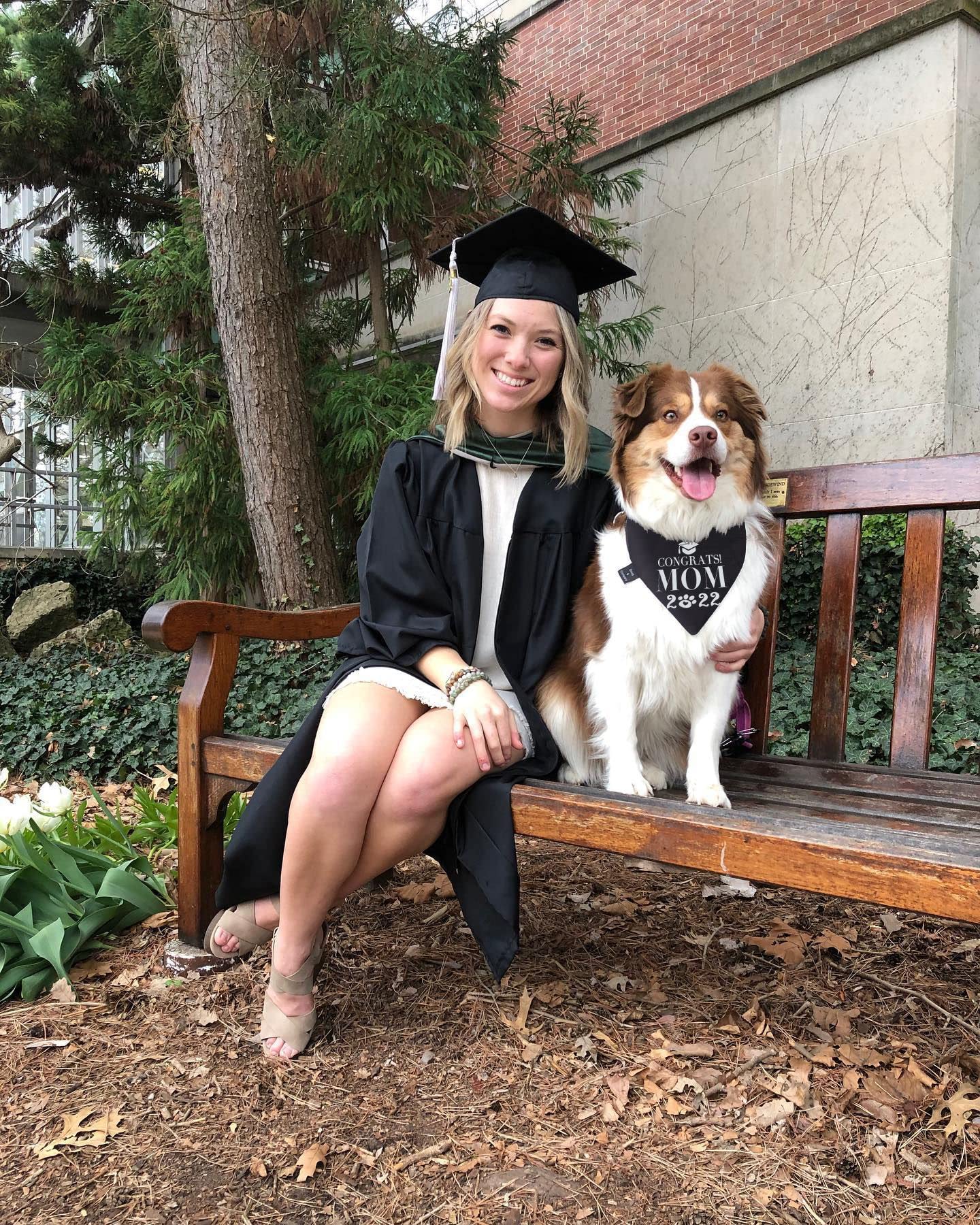 Pickupik Dog Graduation Bandana 2 Pack, My Mom Graduated & Class Of 2025, Black Cotton Bandanas For Small To Large Dogs
