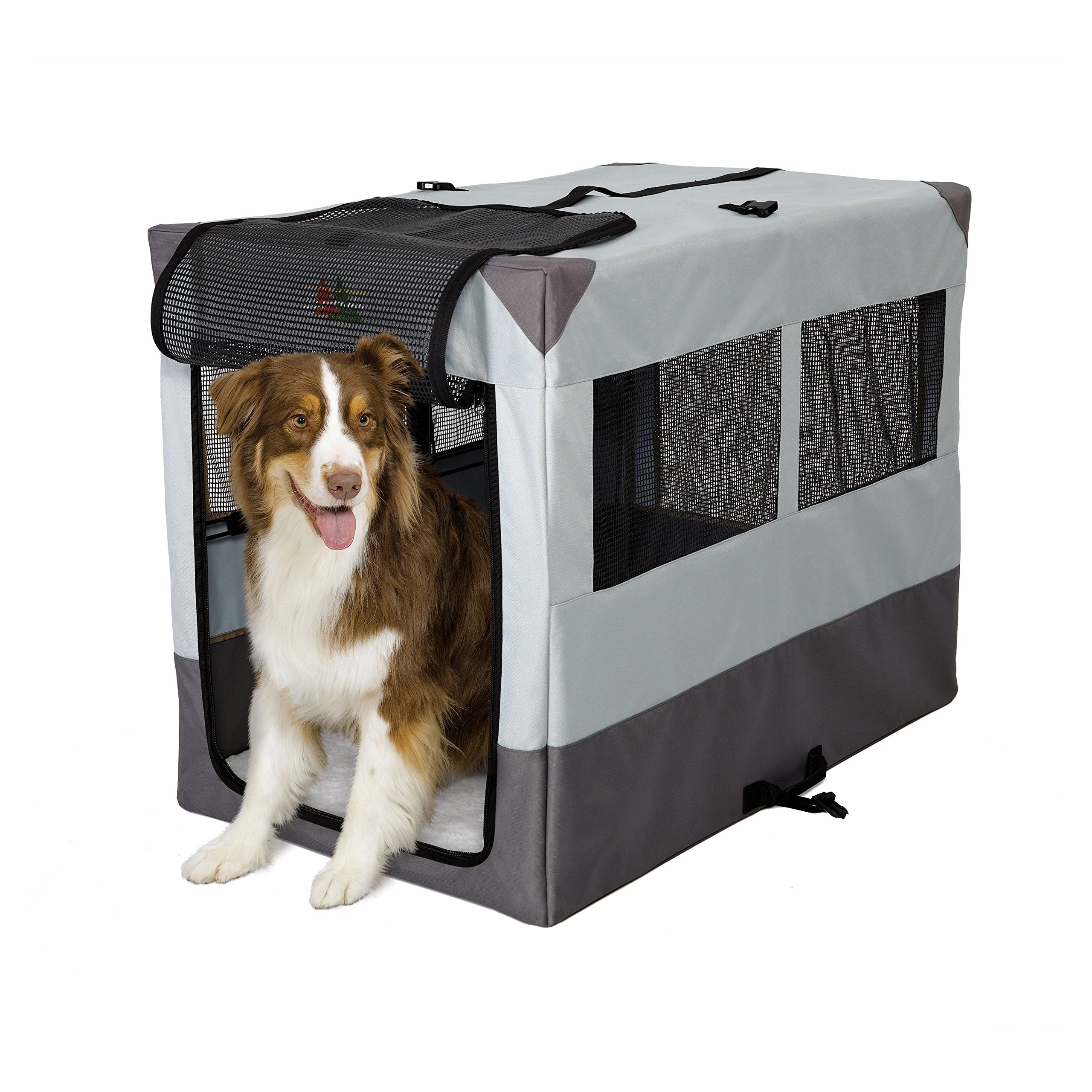 MidWest Homes for Pets Canine Camper Sportable, 42-inch Portable Tent Crate for Dogs, Soft-Sided, Folding Frame, Mesh Windows, Z