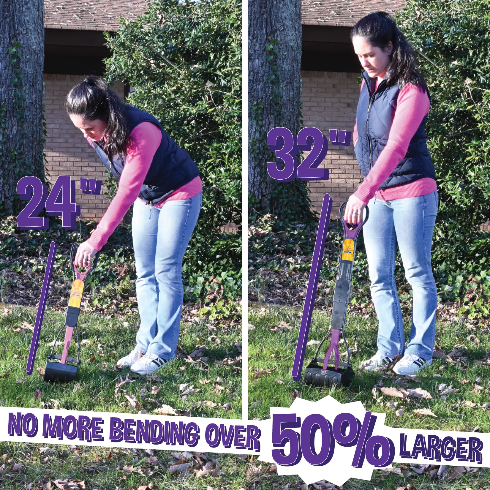 Bodhi Dog Large Foldable Pooper Scooper - 32    Long Handle, Lightweight Portable Pooper Scooper For Small & Large Dogs - Easy T