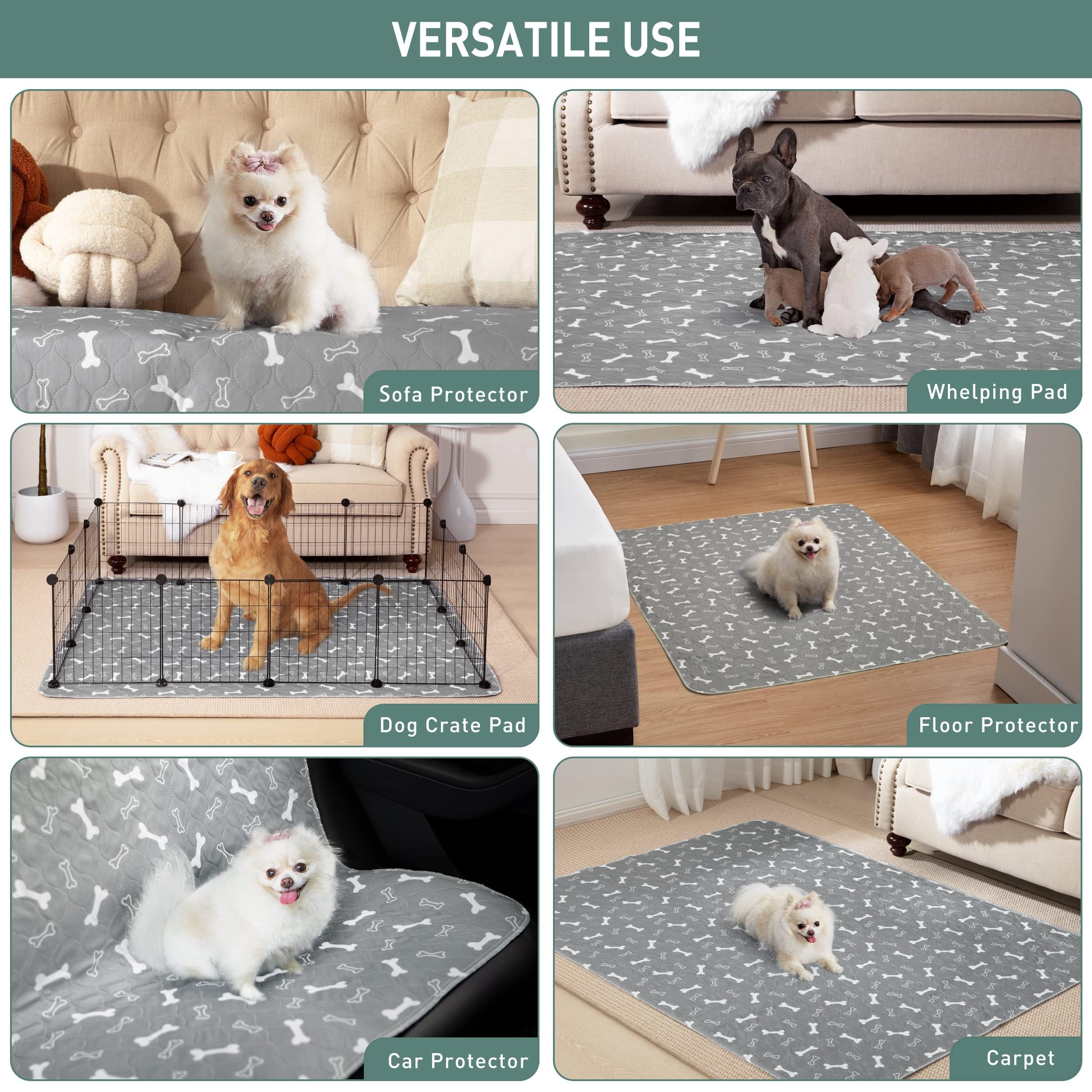 Eterish Reusable Washable Pee Pads for Dogs Extra Large 54 x 54 2 Pack, Absorbent Pet Puppy Dog Training Pads Non-Slip, Wate