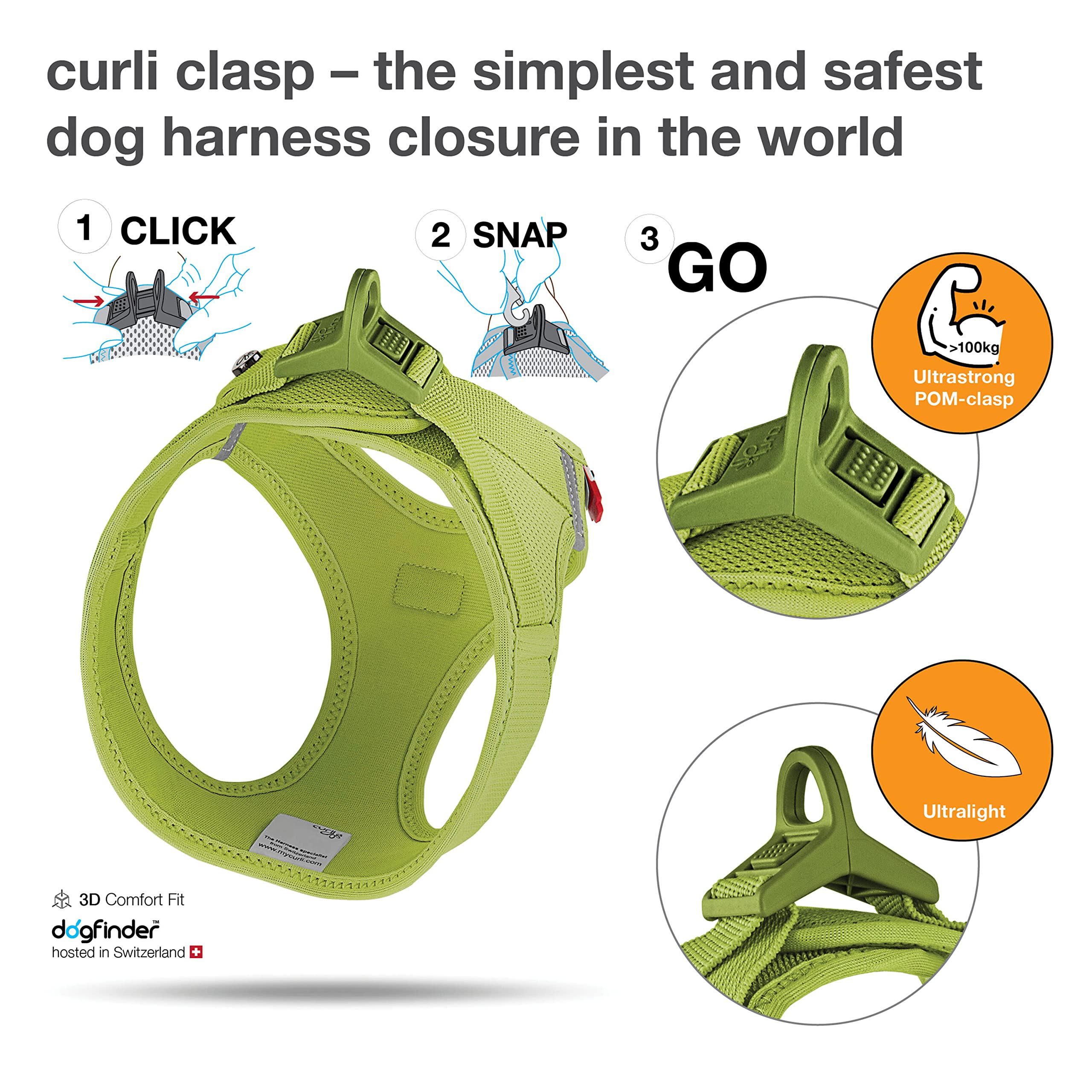 Vest Harness curli Clasp Air-Mesh Lime 3XS