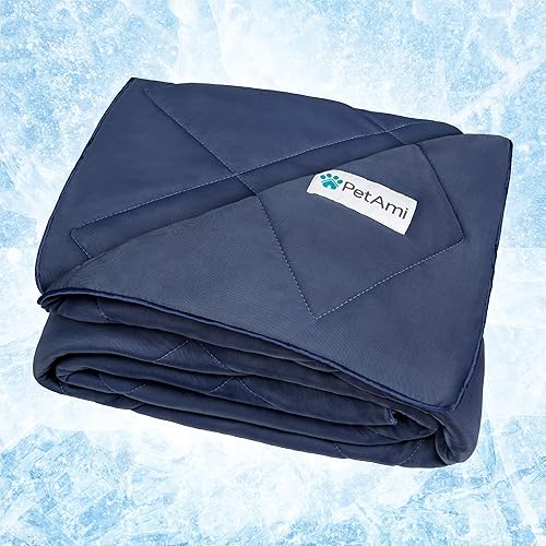 Petami Premium Cooling Dog Blanket | Lightweight Fluffy Pet Throw Blanket Bed Cover For Dogs, Cat, Puppies | Pet Blanket Furniture Protector Couch Sofa | Reversible Fuzzy Cozy | 29X40, Navy Blue