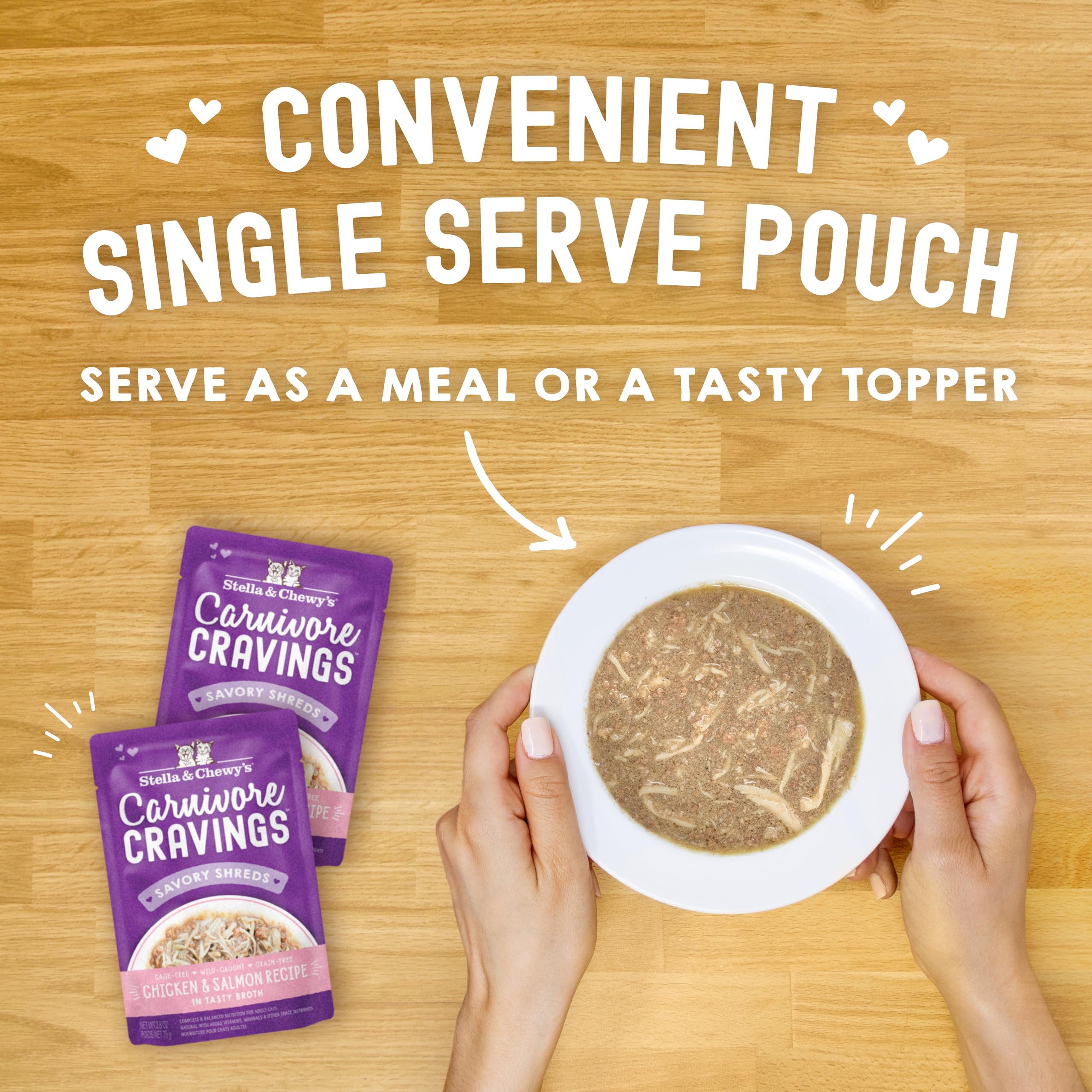 Stella & Chewys Carnivore Cravings Wet Cat Food - Premium Pouches - Grain Free, High Protein Chicken & Salmon - Perfect For Pic