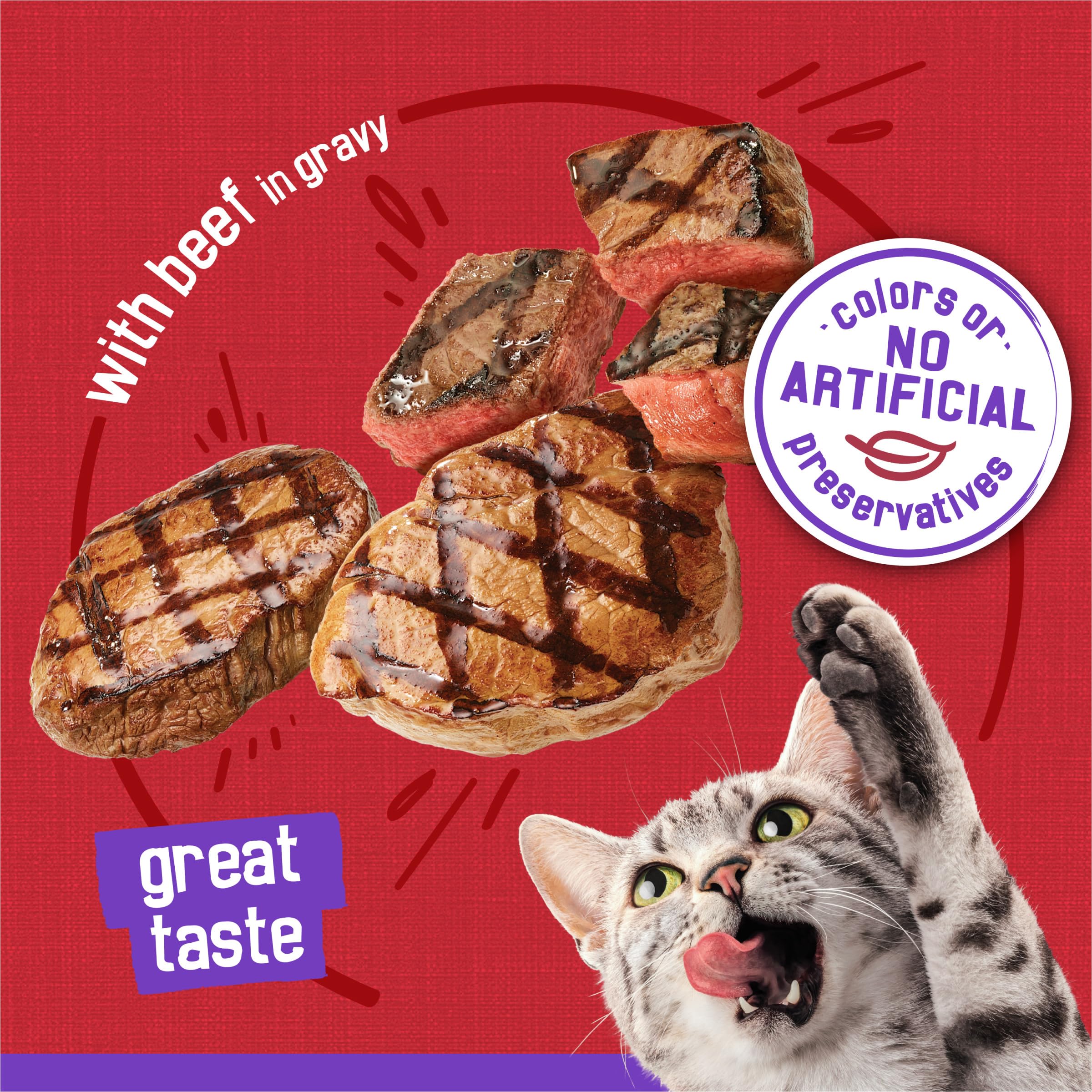 Purina Friskies Wet Cat Food, Meaty Bits With Beef in Gravy - (Pack of 24) 5.5 oz. Cans
