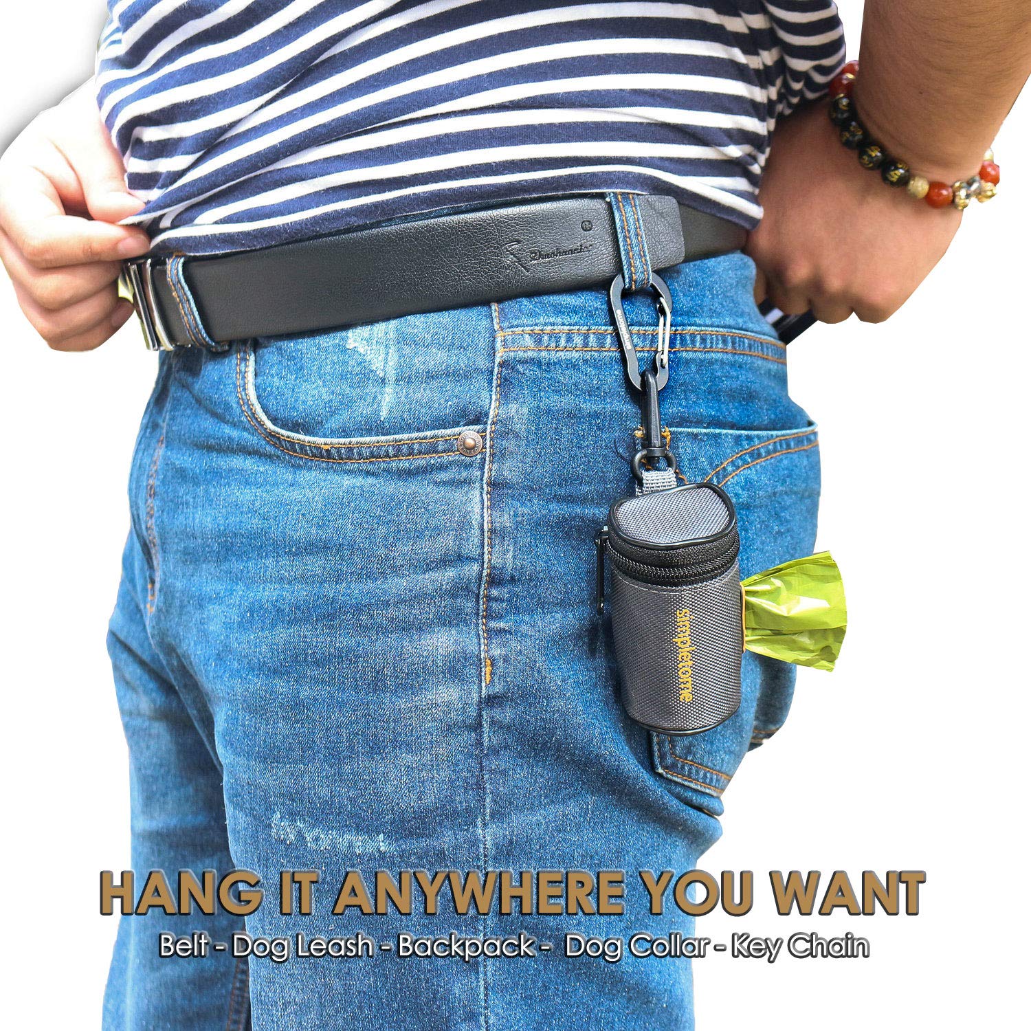 simpletome Dog Waste Bag Dispenser, 1680D Waterproof Oxford, Grey, 2 Piece Set, Model DISP01