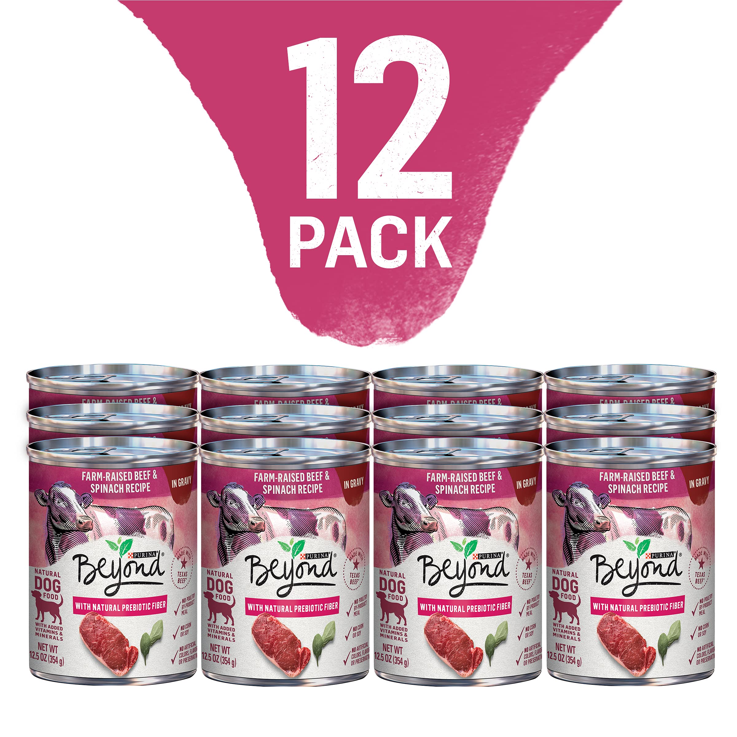 Purina Beyond Grain Free, Natural Gravy Wet Dog Food, Grain Free Beef & Spinach Recipe - (12) 12.5 oz. Cans