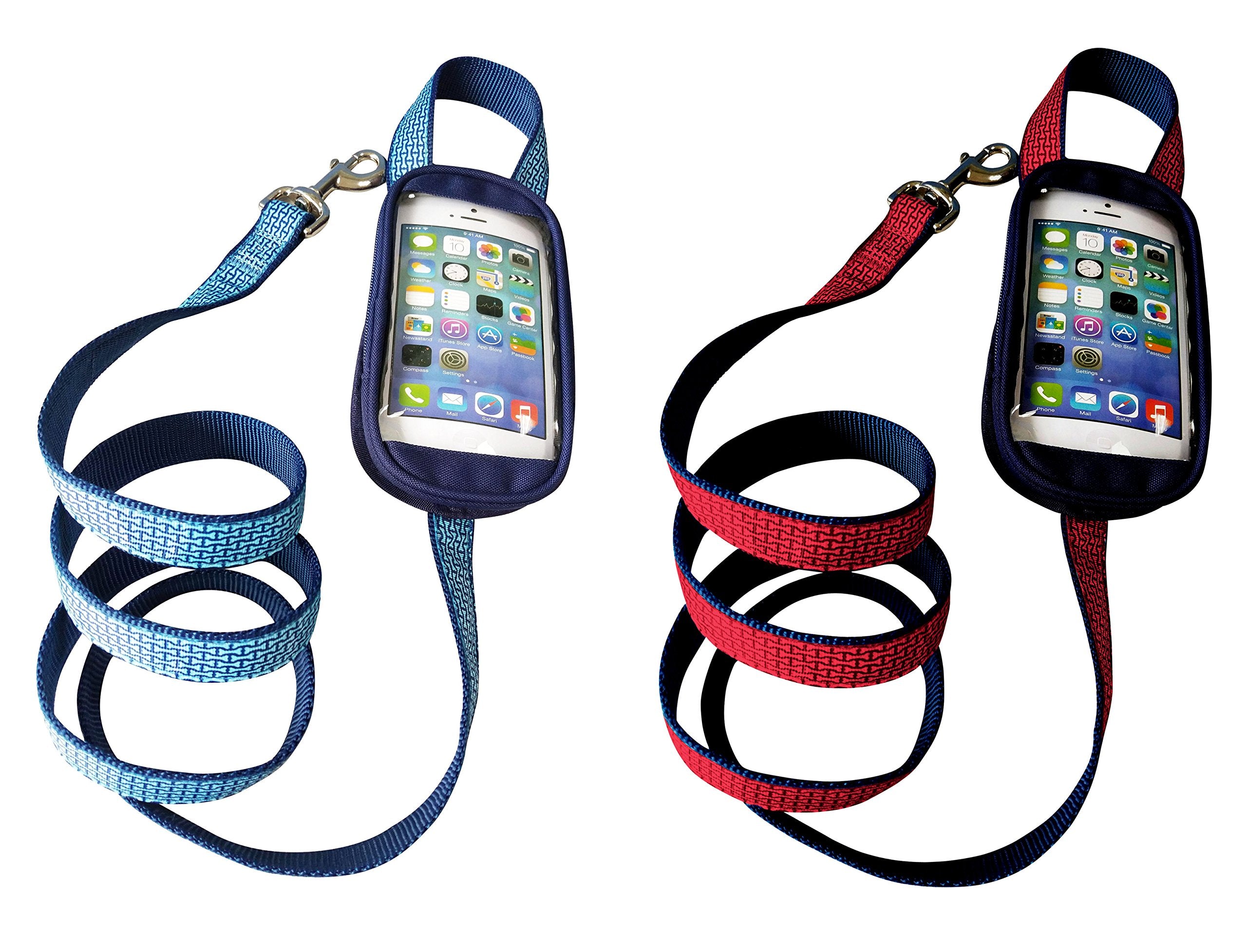 Soggy Doggy No-Pockets Leash - Dog Leash with Waterproof Touch Screen Phone Holder - Suitable for Medium to Large Dogs Blue 60