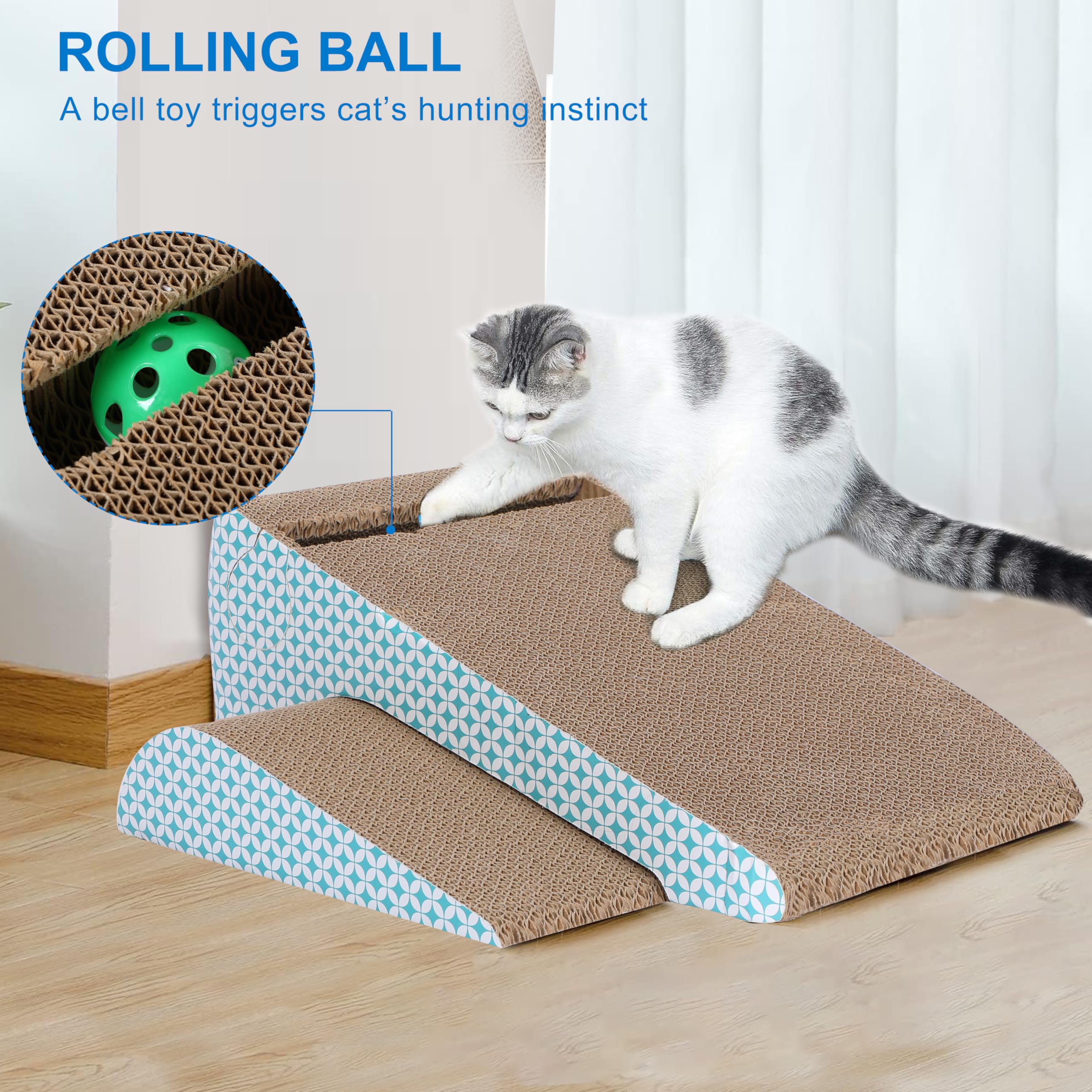 Fluffydream Slope Cut Ball Cat Scraper Combination - Durable Cat Leisure Bed - Indoor Scraper And Play House - Corrugated Toy Ca