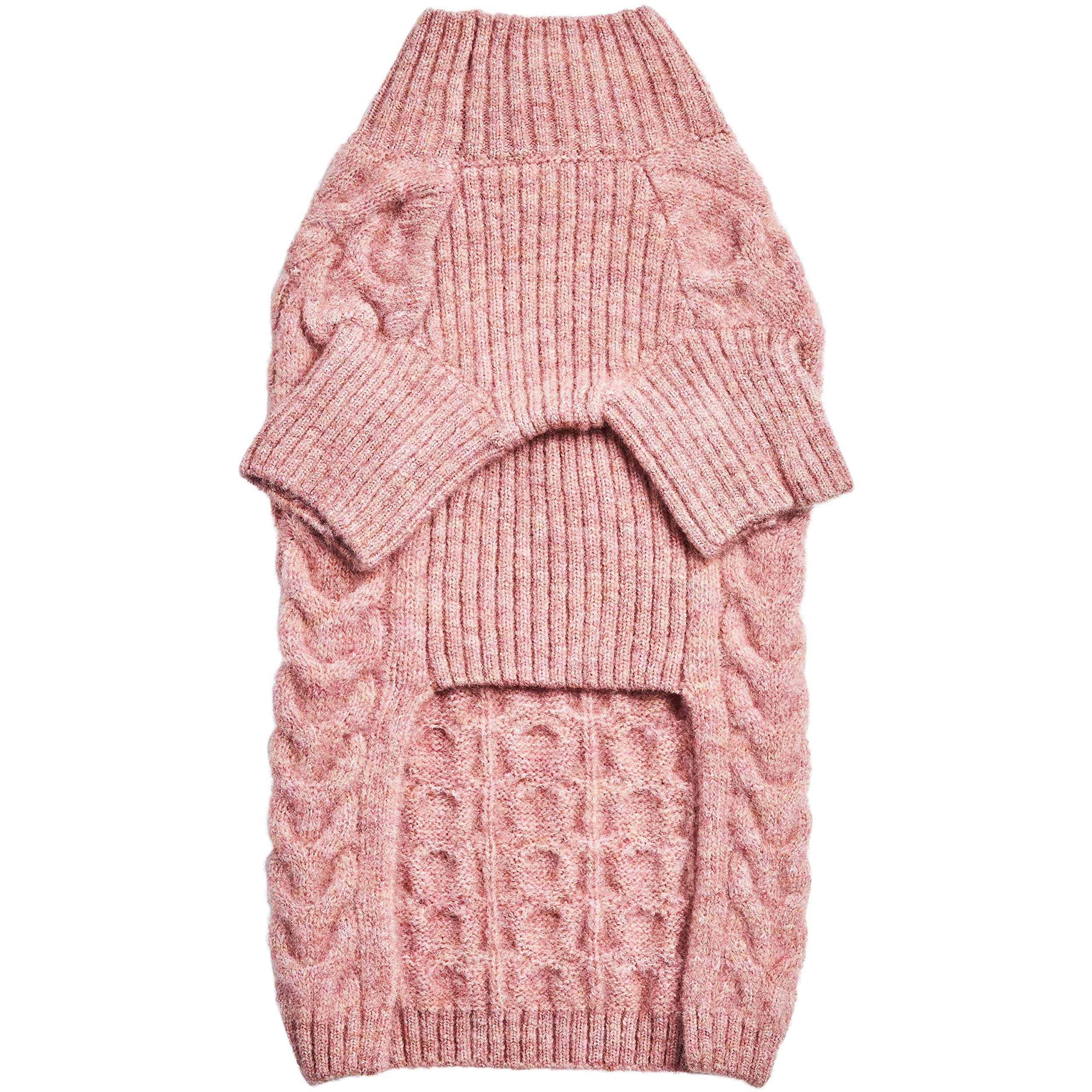 Blueberry Pet Dog Sweater Classic Knit Pullover Turtle-Neck Christmas Sweater, Small Dog Sweaters For Girls, Rainbow Pink, 12''