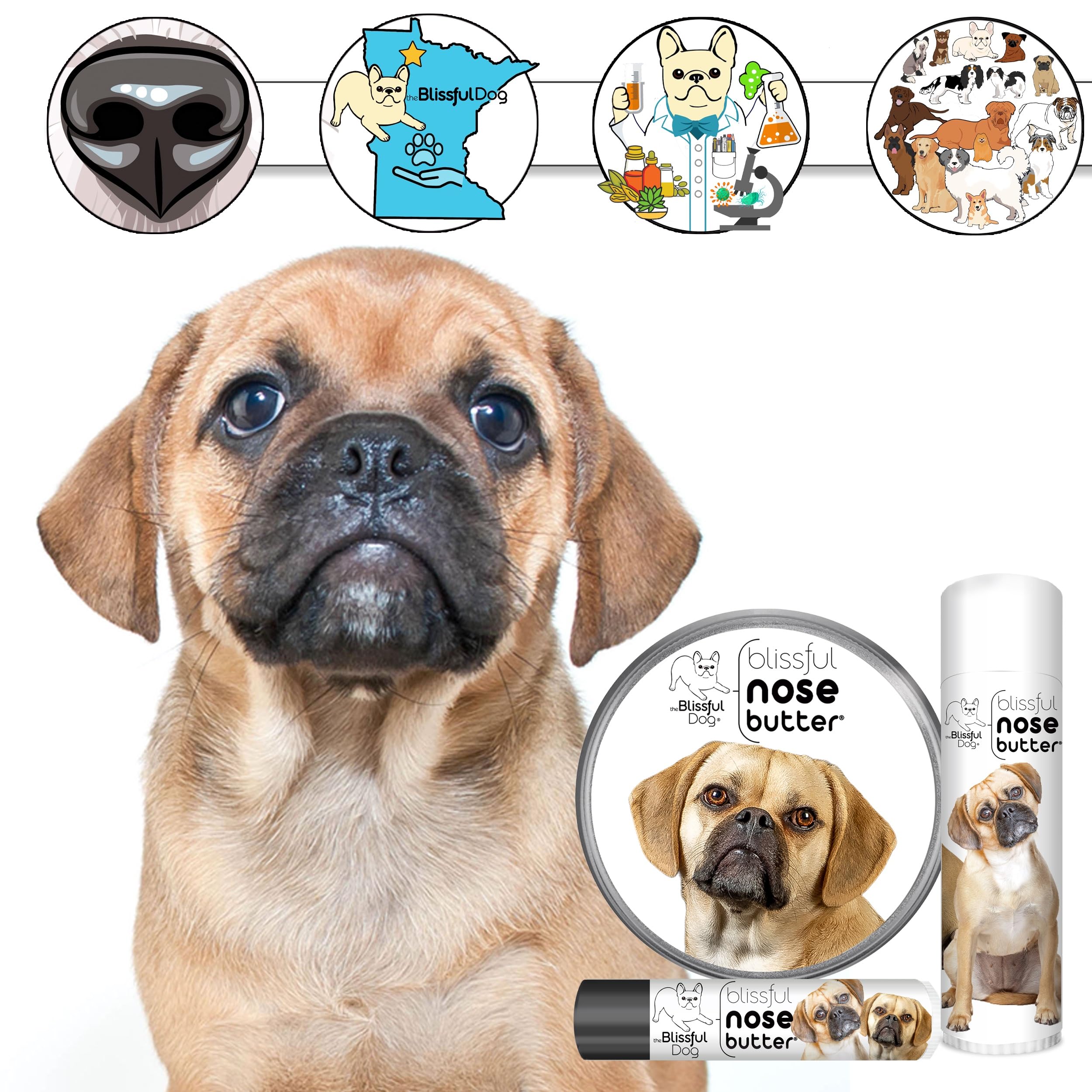 The Blissful Dog Puggle Unscented Nose Butter - Dog Nose Butter, 1 Ounce