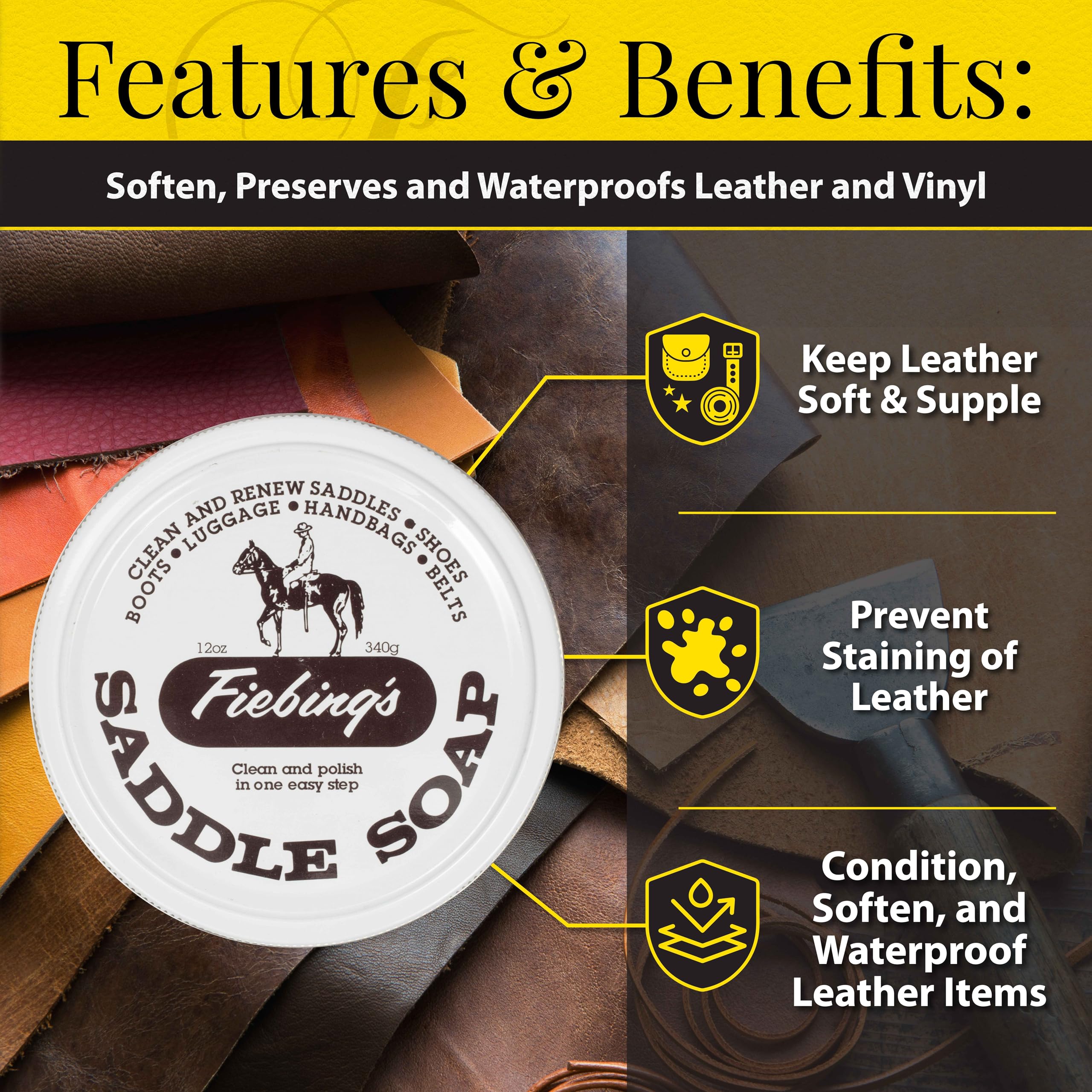 Fiebings Saddle Soap, 12 Oz, White