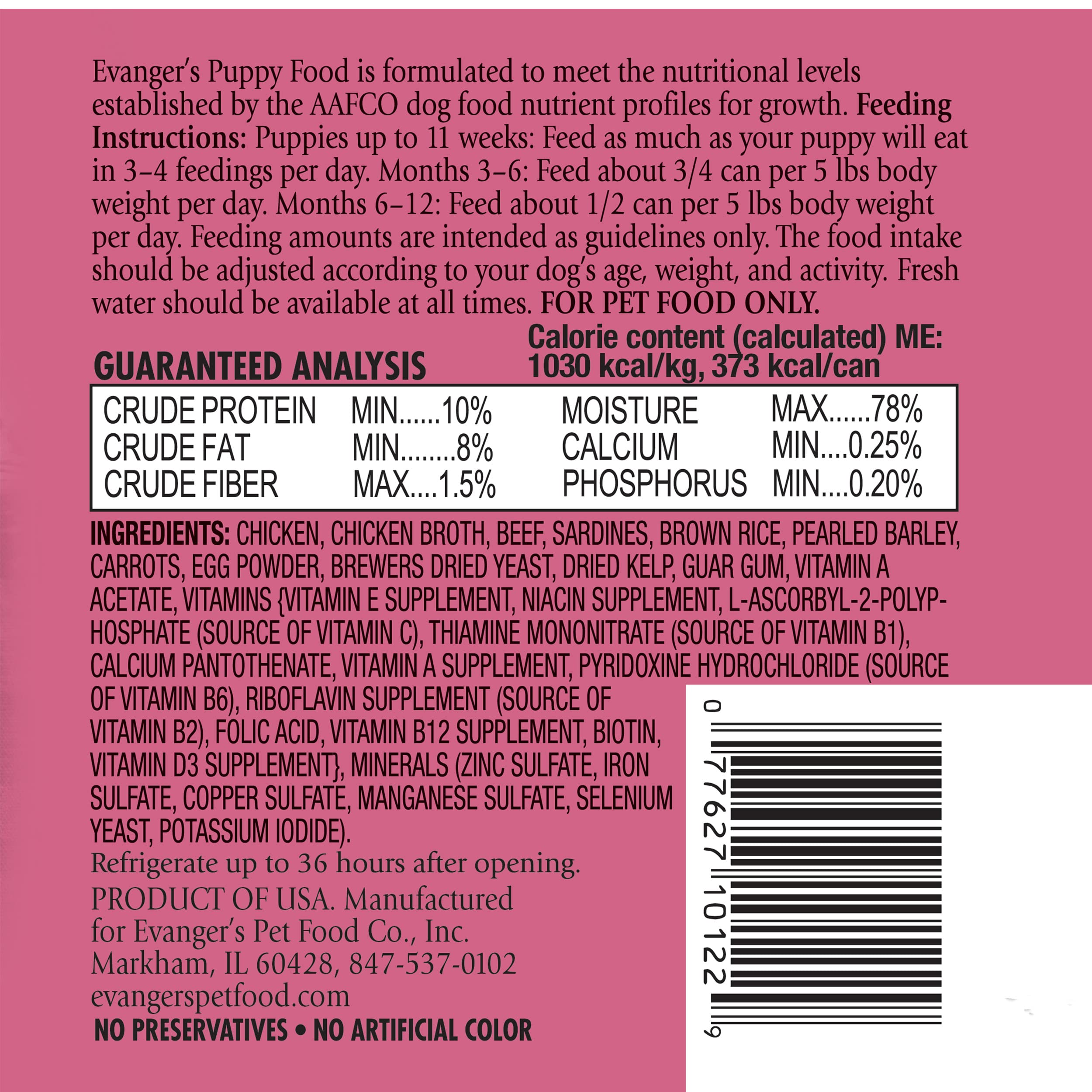 Evangers Heritage Classics Puppy Dinner for Dogs - 12, 12.5 oz Cans