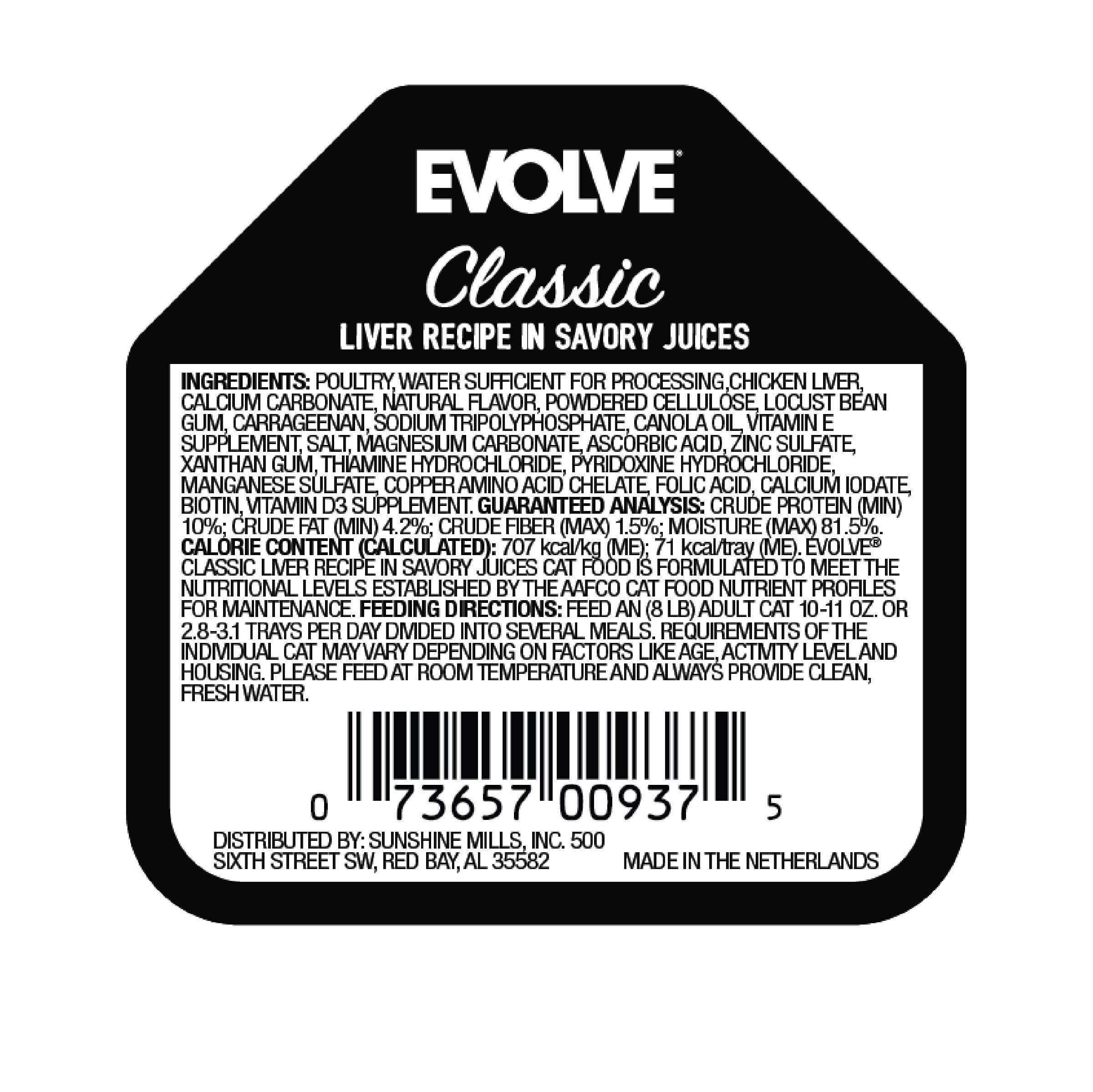 Evolve Classic Crafted Meals Liver Recipe Cat Food (Pack of 15)