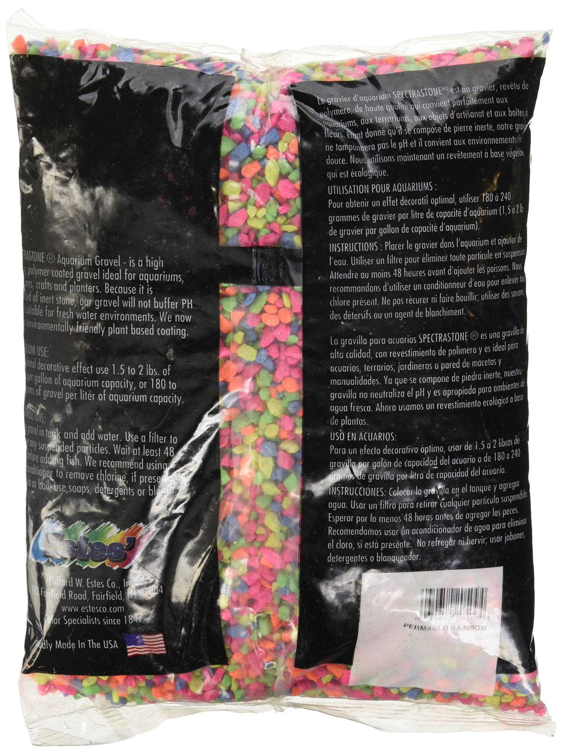 Spectrastone Permaglo Rainbow Aquarium Gravel For Freshwater Aquariums, 5-Pound Bag