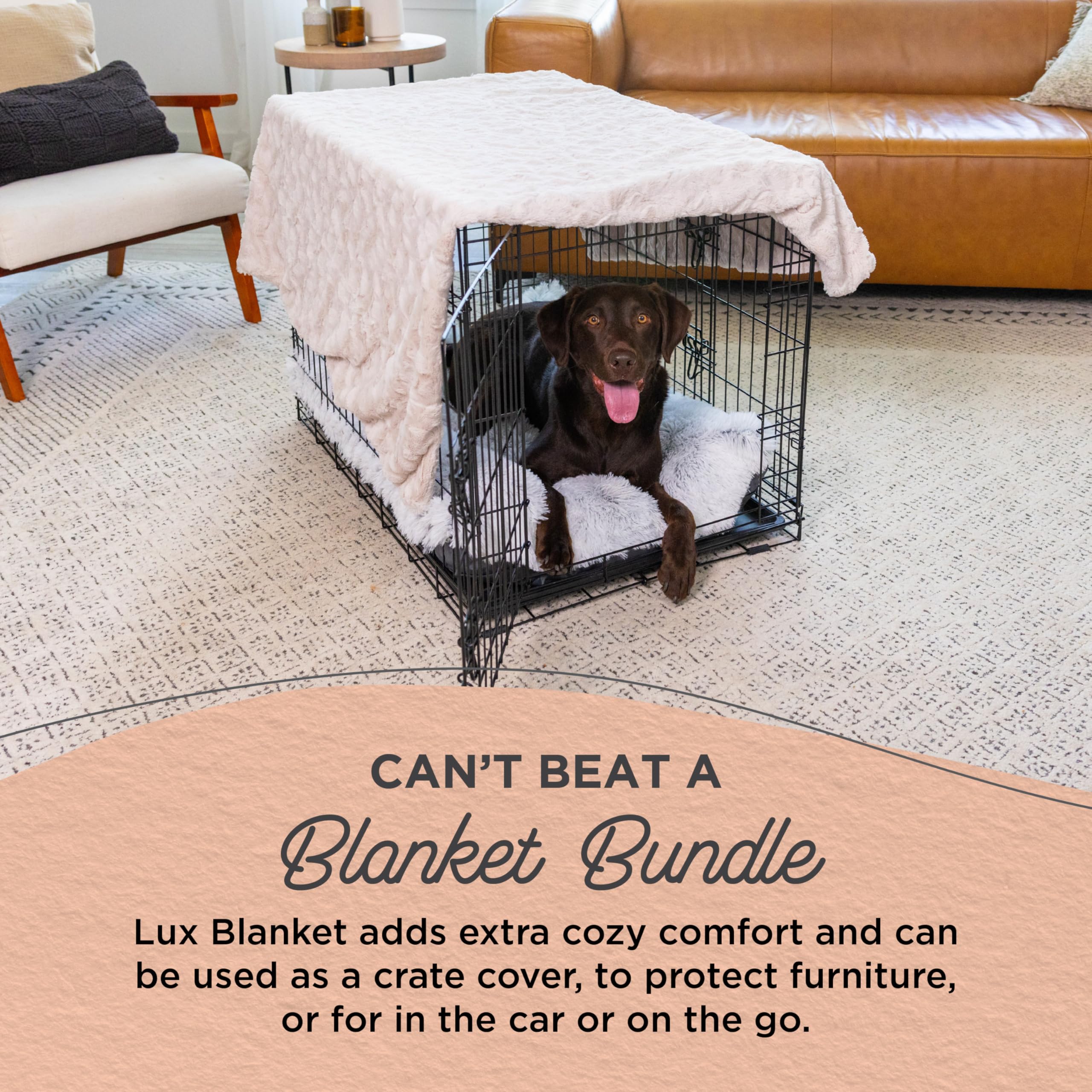 Best Friends by Sheri Bundle Set The Original Calming Lux Donut Cuddler Cat and Dog Bed + Pet Throw Blanket Oyster Extra Large 4