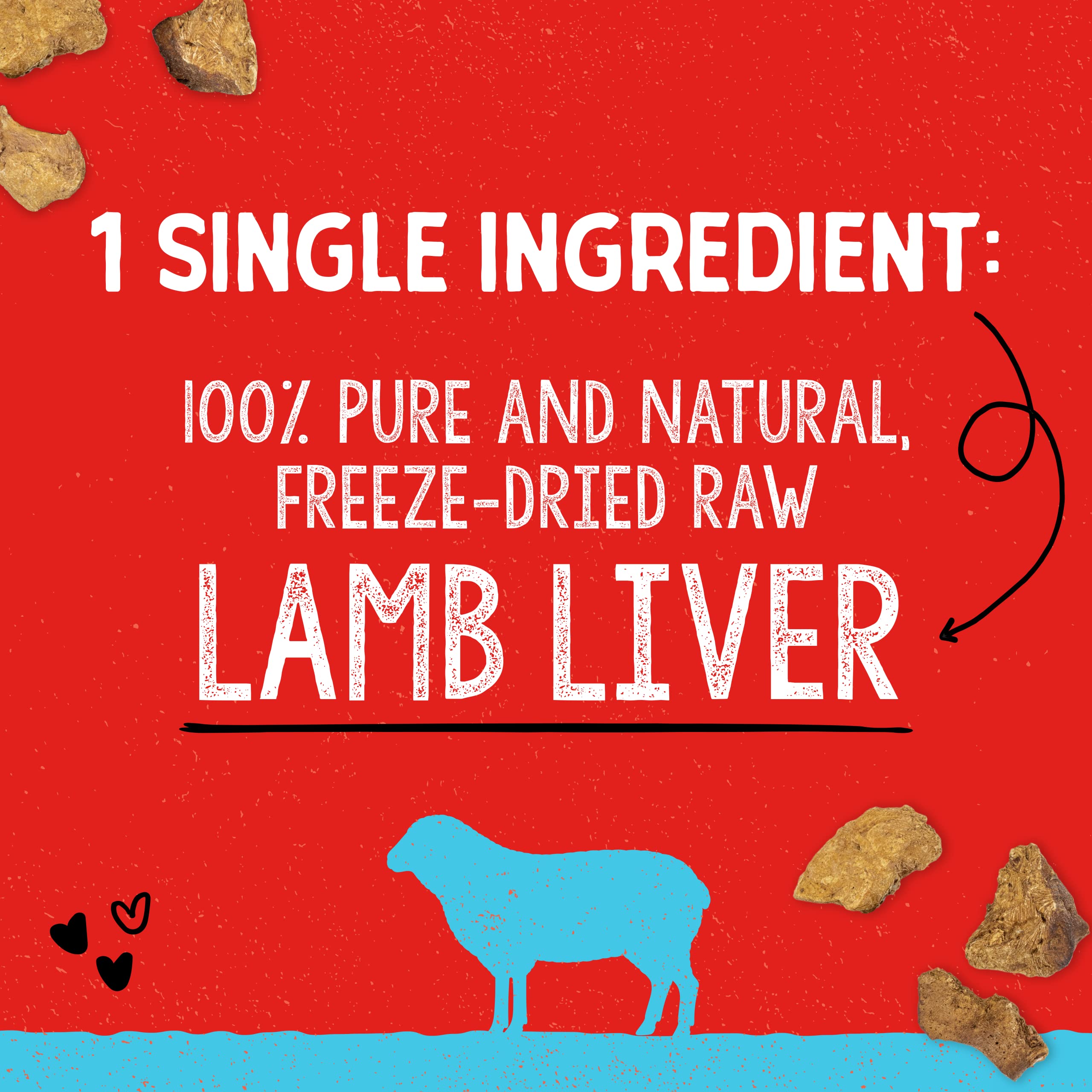 Stella & Chewys Freeze-Dried Raw Single Ingredient Lamb Liver Treats, 3 oz. Bag