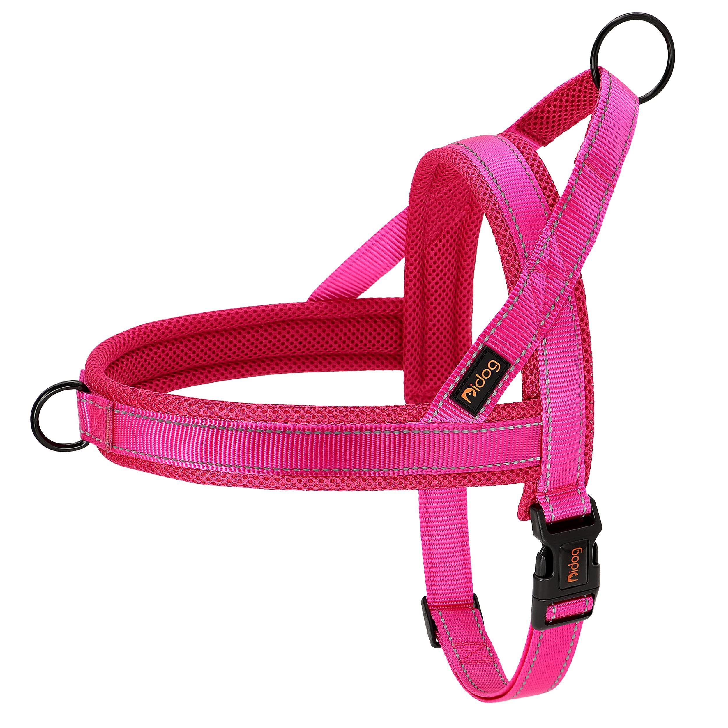 Didog Soft Mesh Padded Dog Vests Harness, Escape Proof / Quick Fit Reflective Dog Strap Harness,Easy For Walking Training (S:Chest 18-22', Mesh-Hot Pink)
