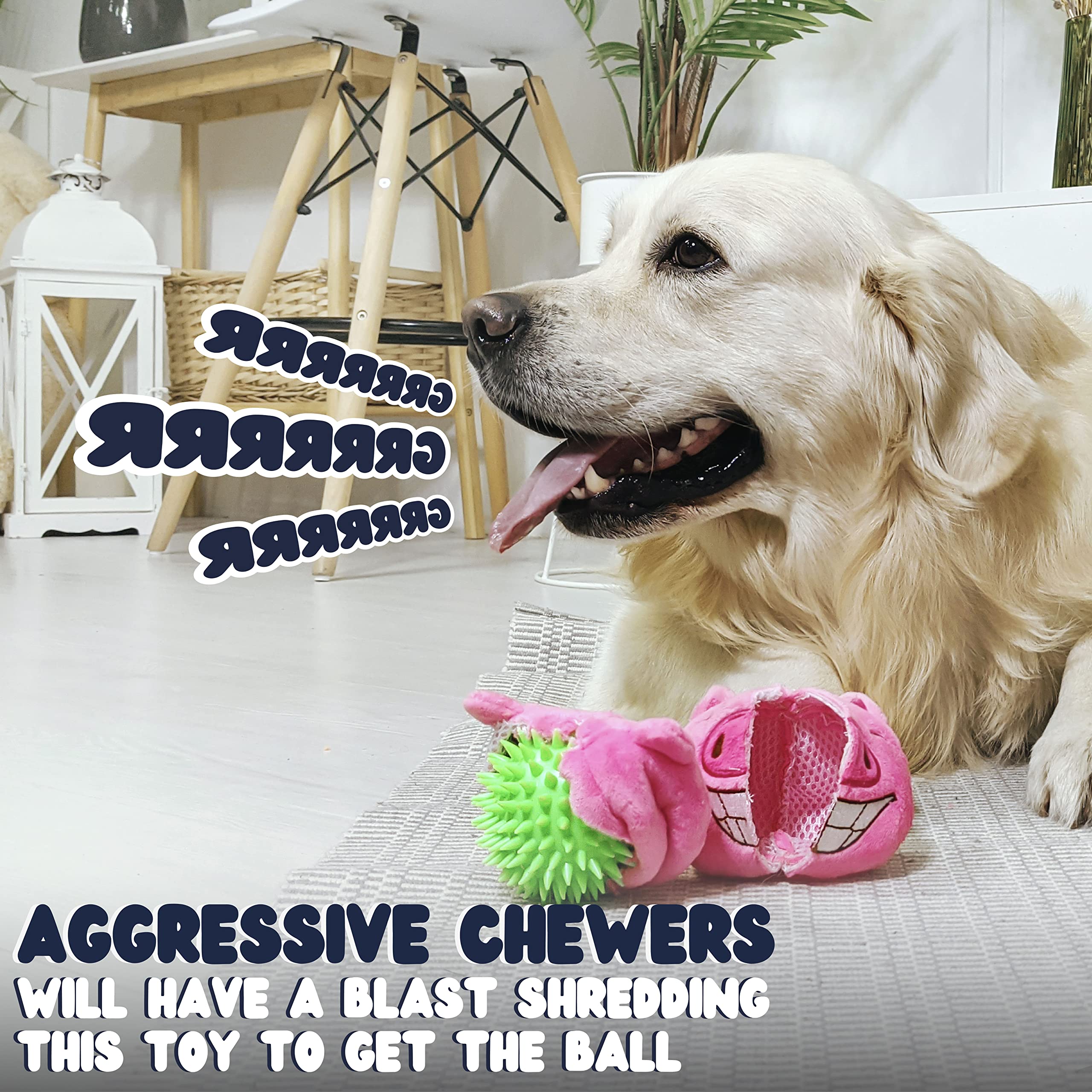Zenapoki Dog Toys For Aggressive Chewers (3In1) - Squeaky Dog Toys Interactive - Dog Toys For Medium Dogs, Large & Small Breeds