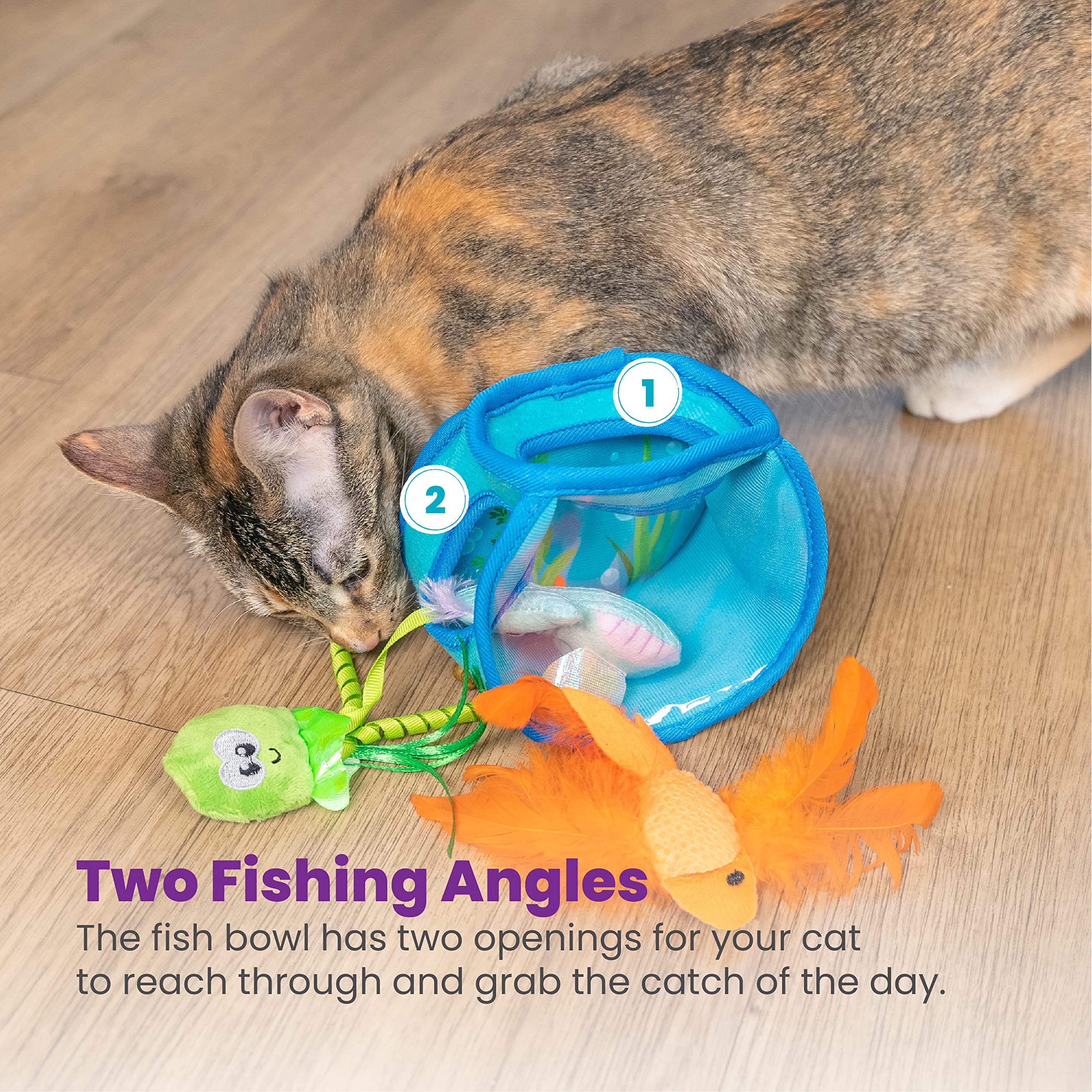 Catstages Interactive Cat Puzzle Toy - Hide & Seek Fish Bowl, 3 Pack, Polyester