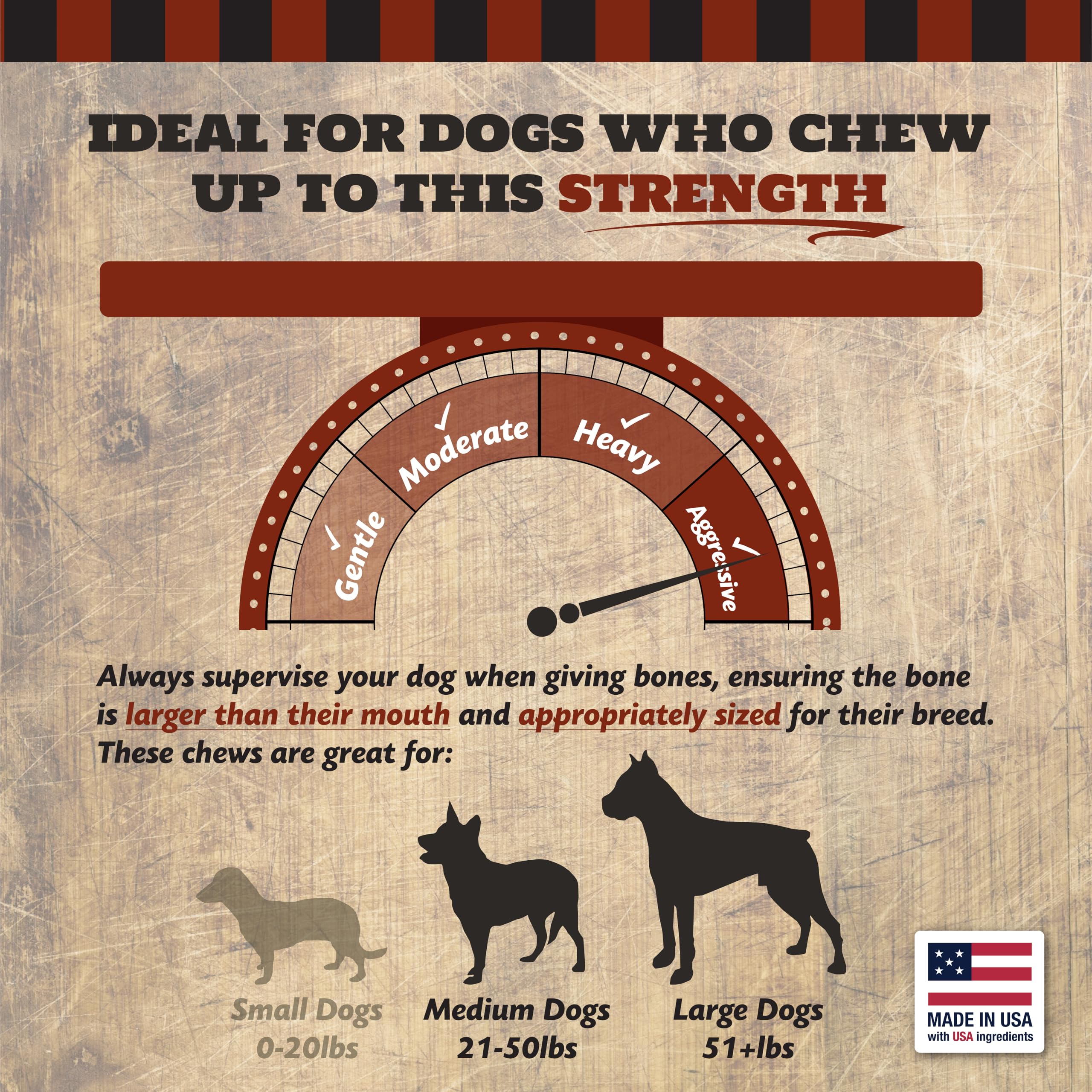 THE COUNTRY BUTCHER Beef Knuckle Dog Bones for Aggressive Chewers, Large Breed, Treat, Natural, Made in The USA, 4 Count