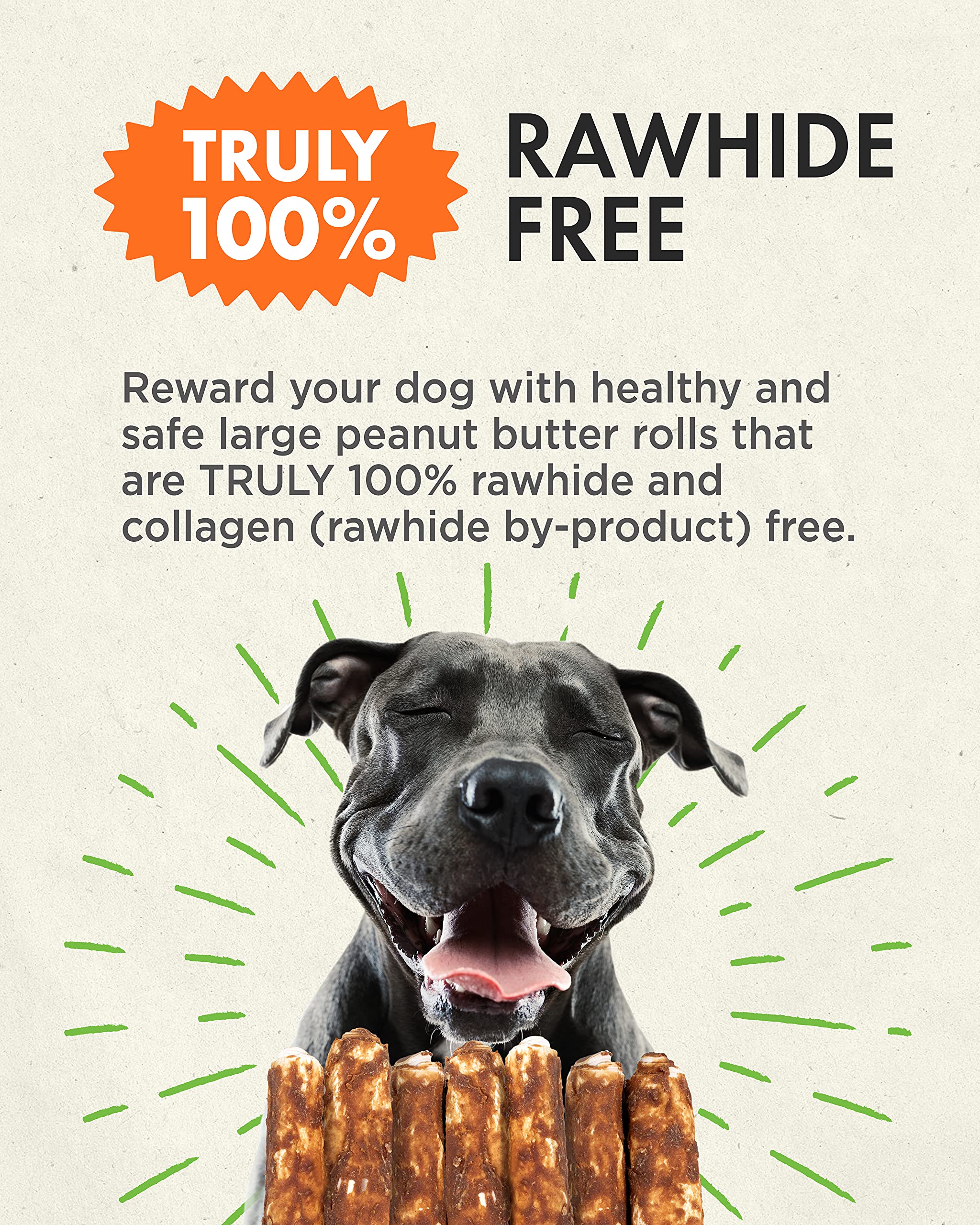 Canine Naturals Peanut Butter Chew - 100% Rawhide Free Dog Treats - Made with Real Peanut Butter - All-Natural and Easily Digest