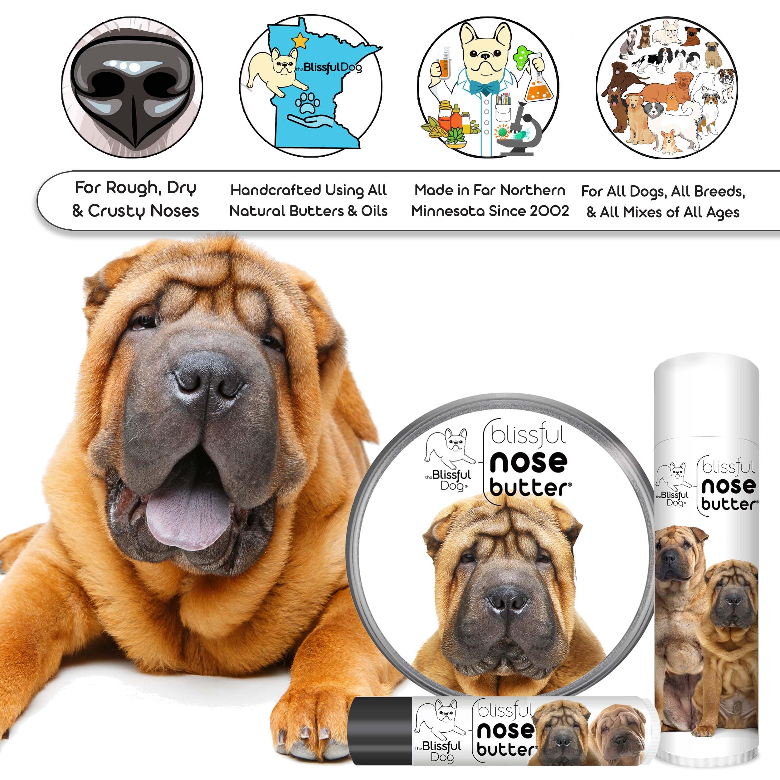 The Blissful Dog Chinese Shar-Pei Unscented Nose Butter, 16oz