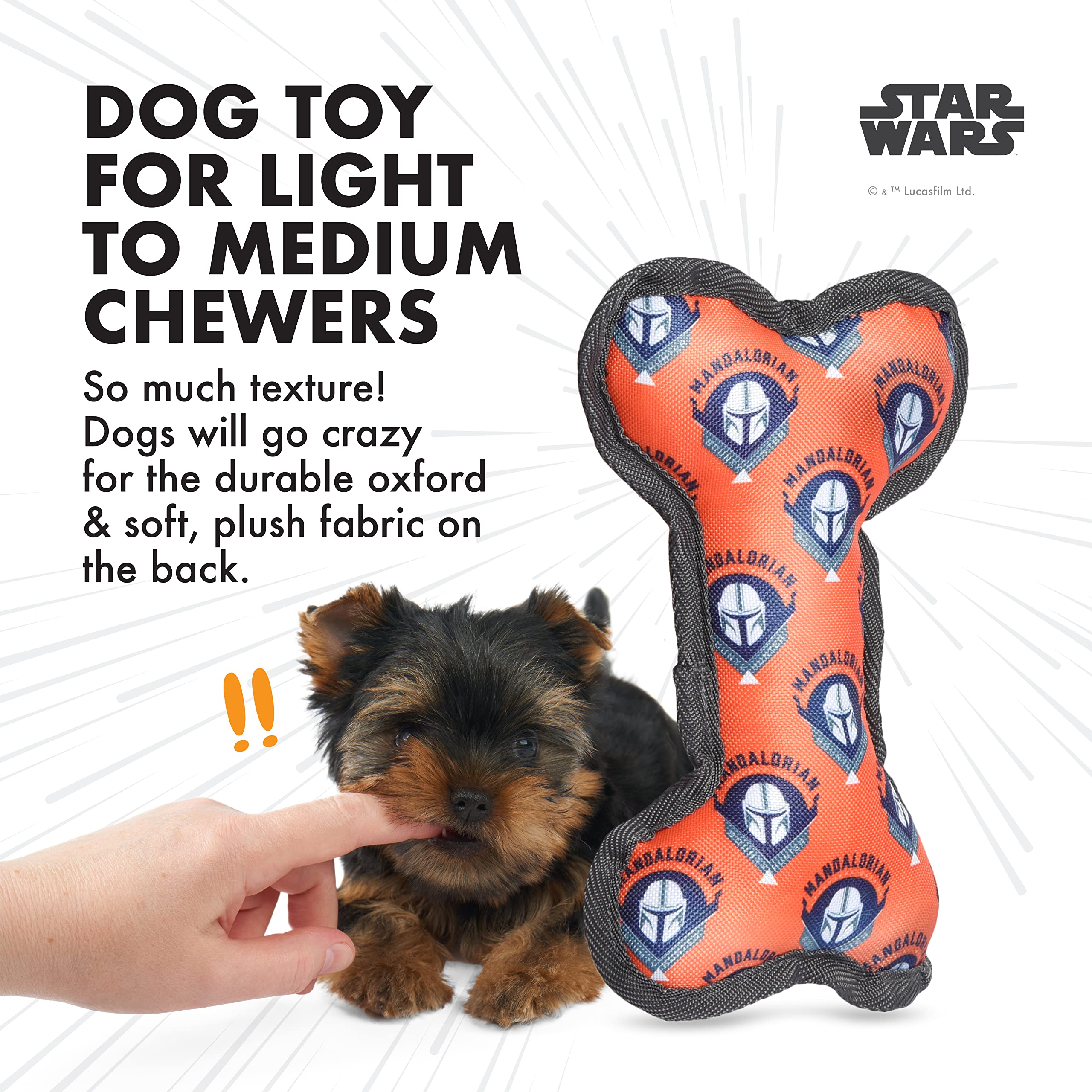 Star Wars The Mandalorian: Mando Oxford Bone Squeak Toy Dog Toy From Star Wars & The Mandalorian Bone-Shaped Squeaker Toy Star W