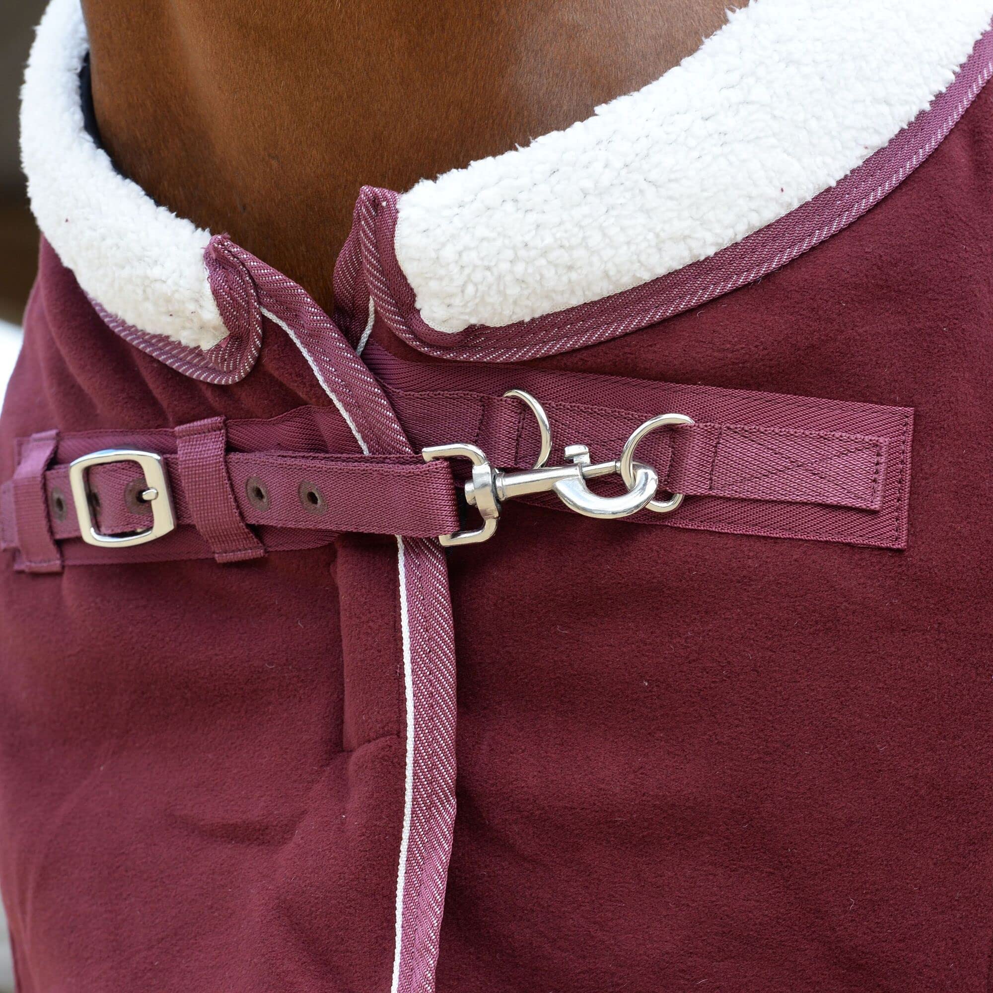 Weatherbeeta Sherpa Fleece Cooler Standard Neck, Maroon/White, 84'