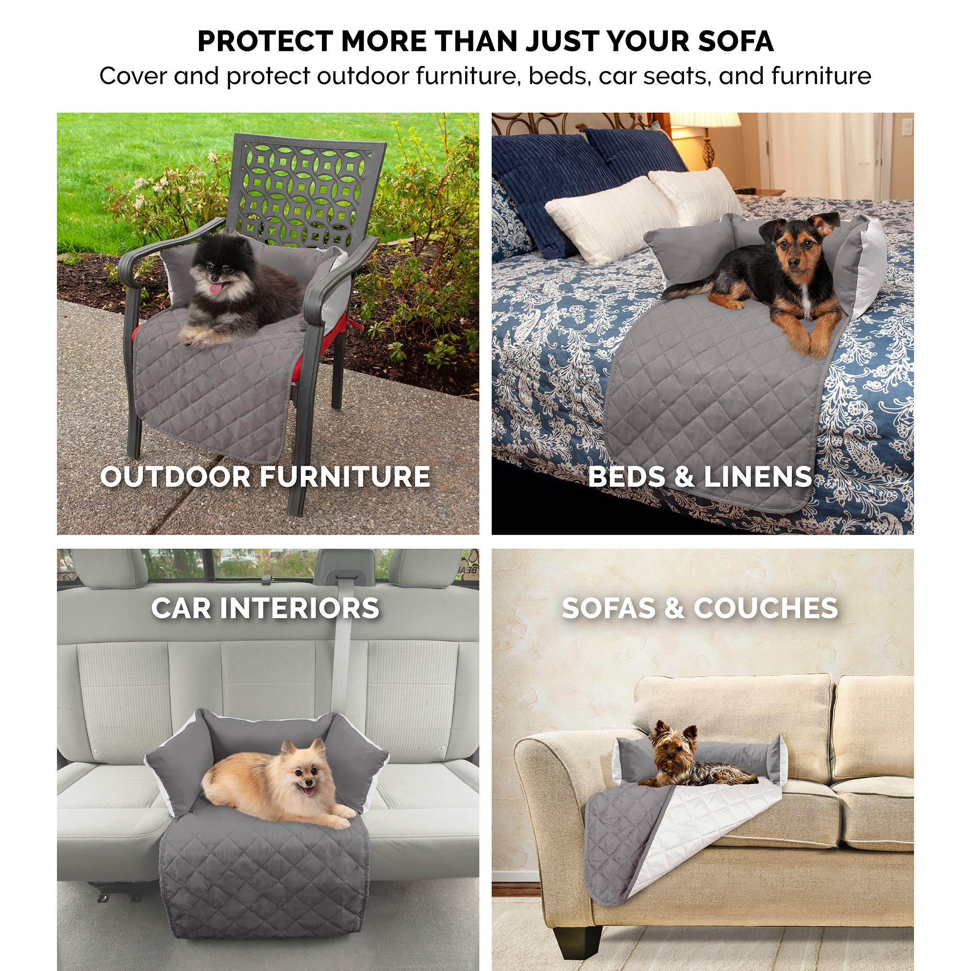 Furhaven Water-Resistant & Reversible 54' Wide Seat Cover Protector For Dogs & Cats, Perfect For Couches, Beds, & Car Seats - Sofa Buddy Bolster Seating Protector - Gray/Mist, Extra Large/Xl