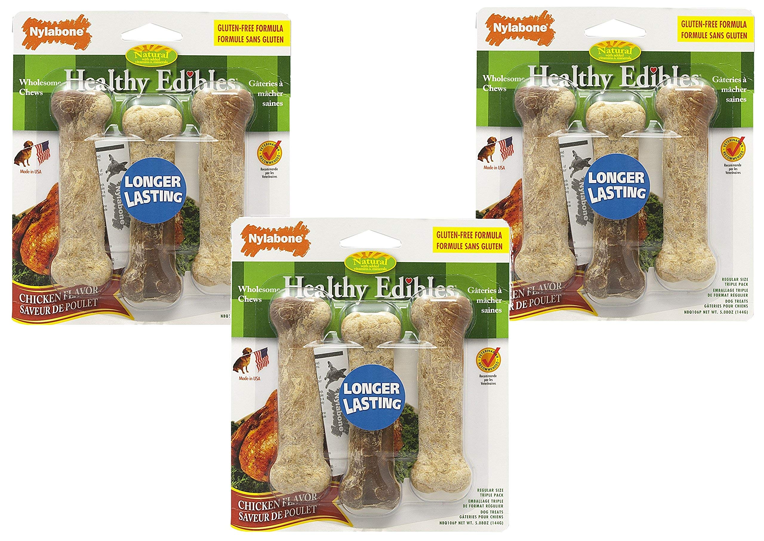 Nylabone Healthy Edible Chkn Bone Reg 3pk