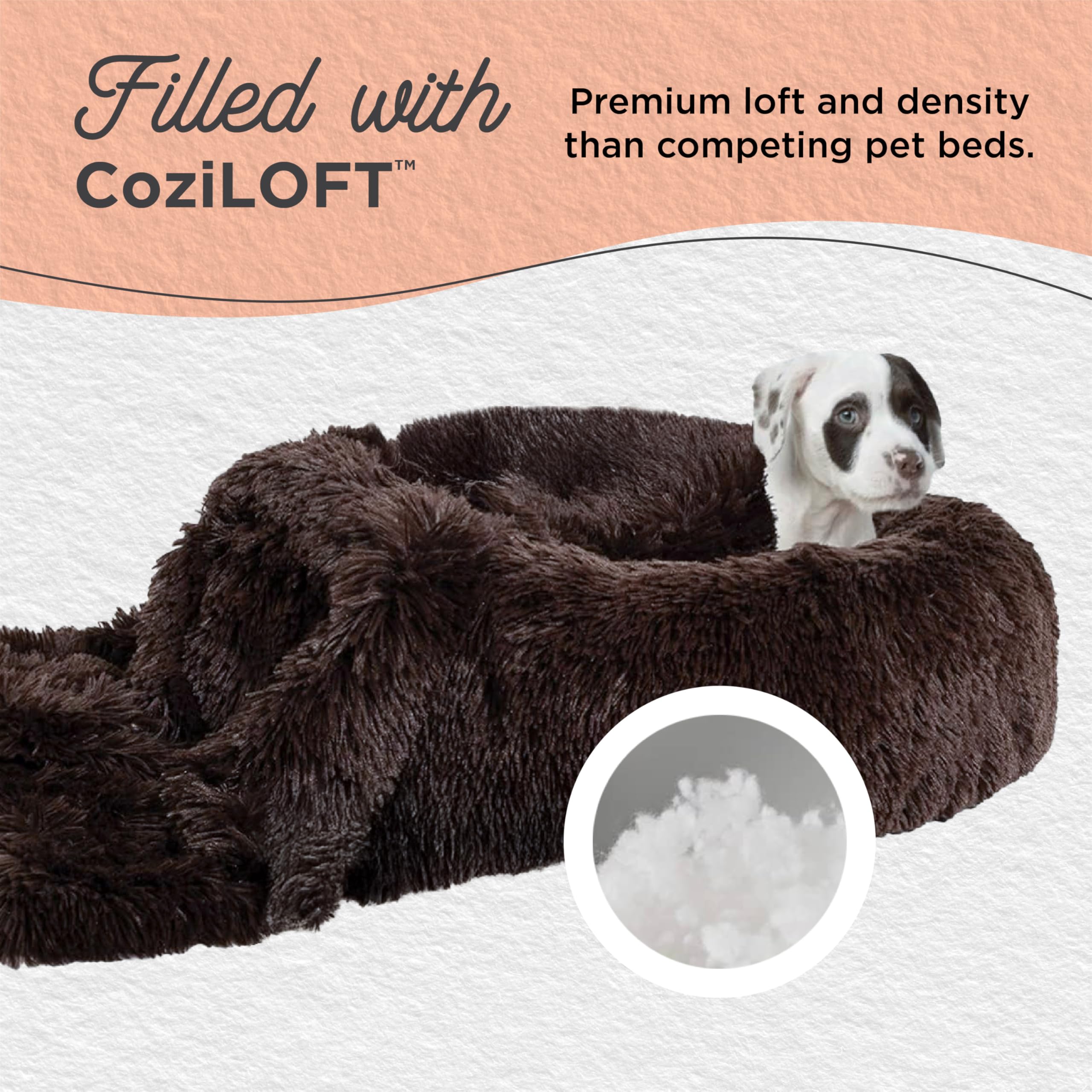 Best Friends By Sheri Bundle Set The Original Calming Shag Donut Cuddler Cat And Dog Bed + Pet Throw Blanket Dark Chocolate Larg