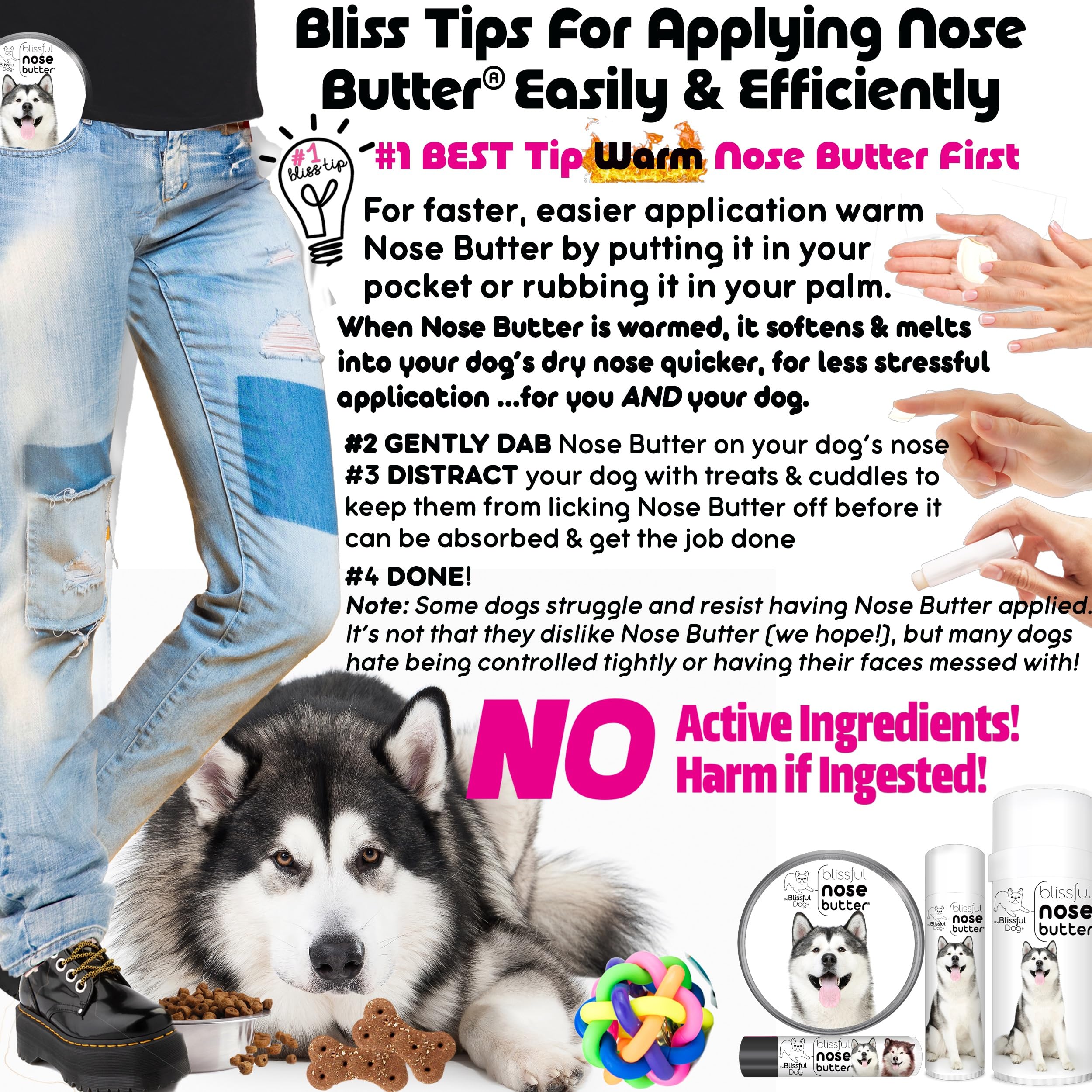 The Blissful Dog Malamute Unscented Nose Butter - Dog Nose Butter, 8 Ounce