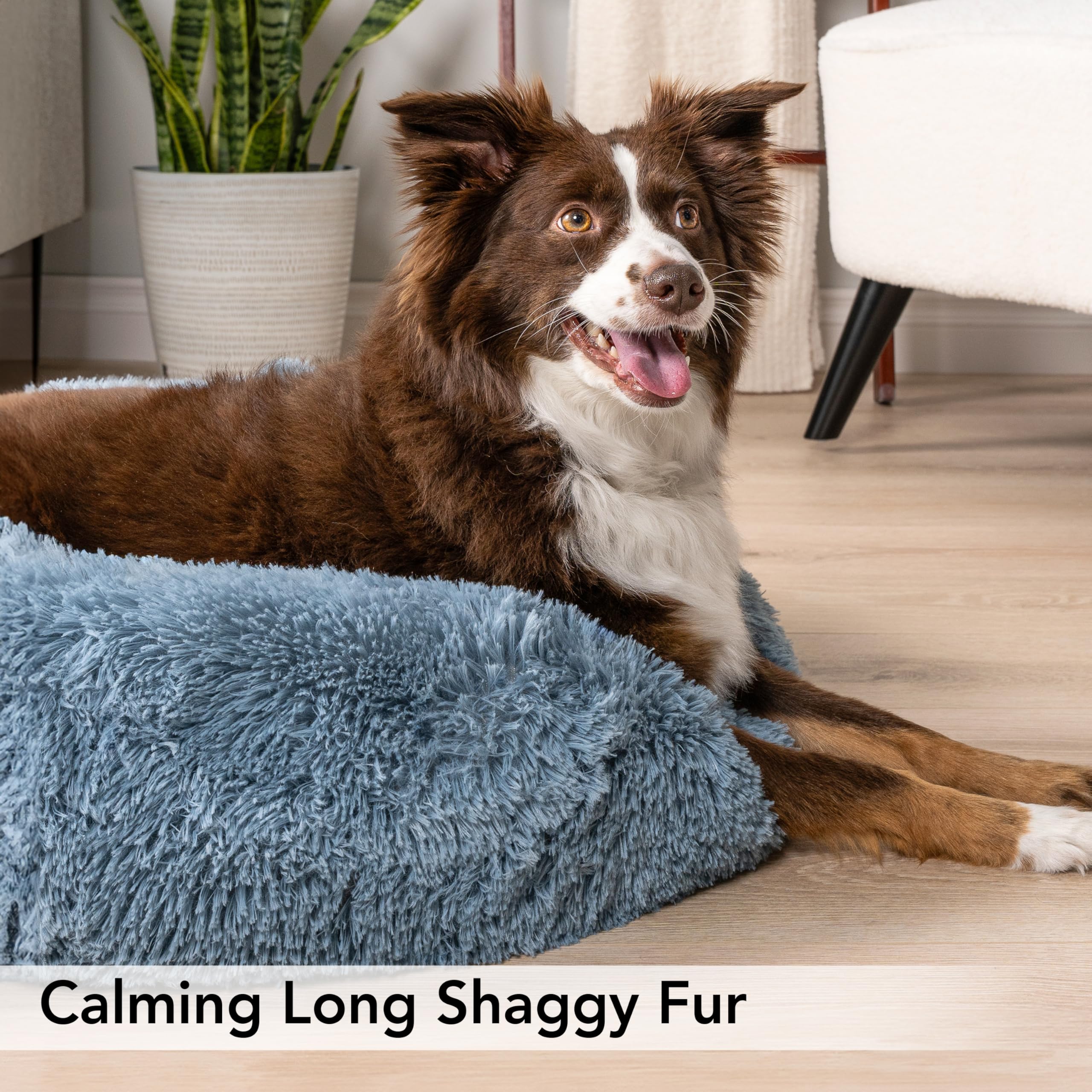 PetAmi Calming Dog Bed for Small Medium Dog Cat, Round Donut Washable, Fluffy Faux Fur Plush Cuddler Pet Kitten Cushion, Anti-Sl