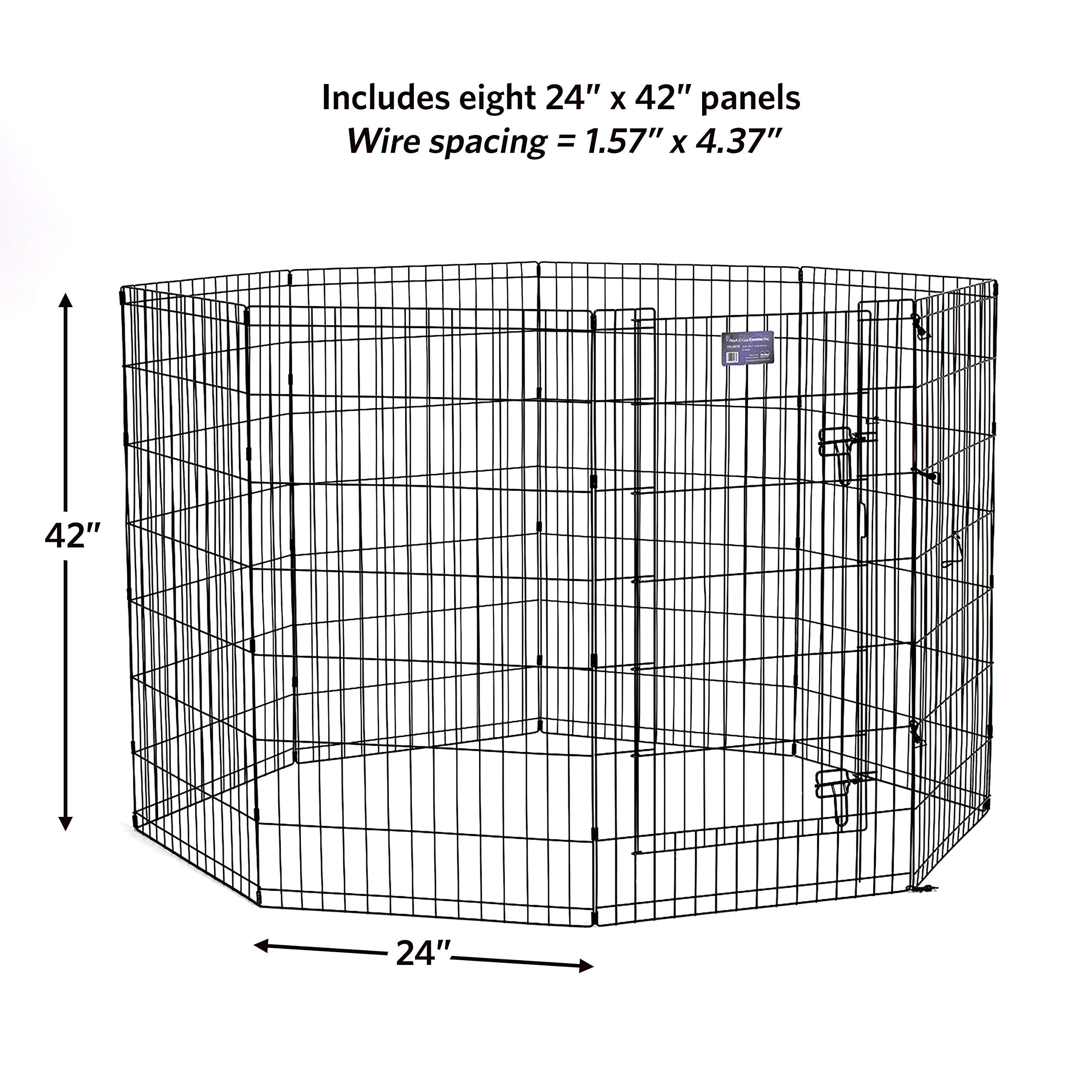 Midwest Homes For Pets Dog Exercise Pen & Playpen, 24'W X 42'H, With Door, Black