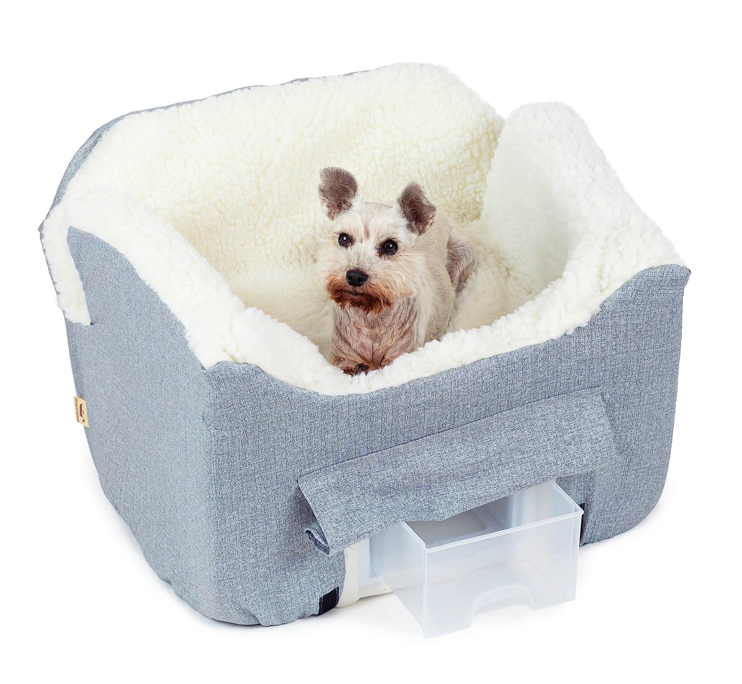 Snoozer Dog Car Seat with Storage Tray: Lookout II Car Seat for Small Dogs Under 25lbs, Size: Medium, Fabric: Stone Diamond, Pet