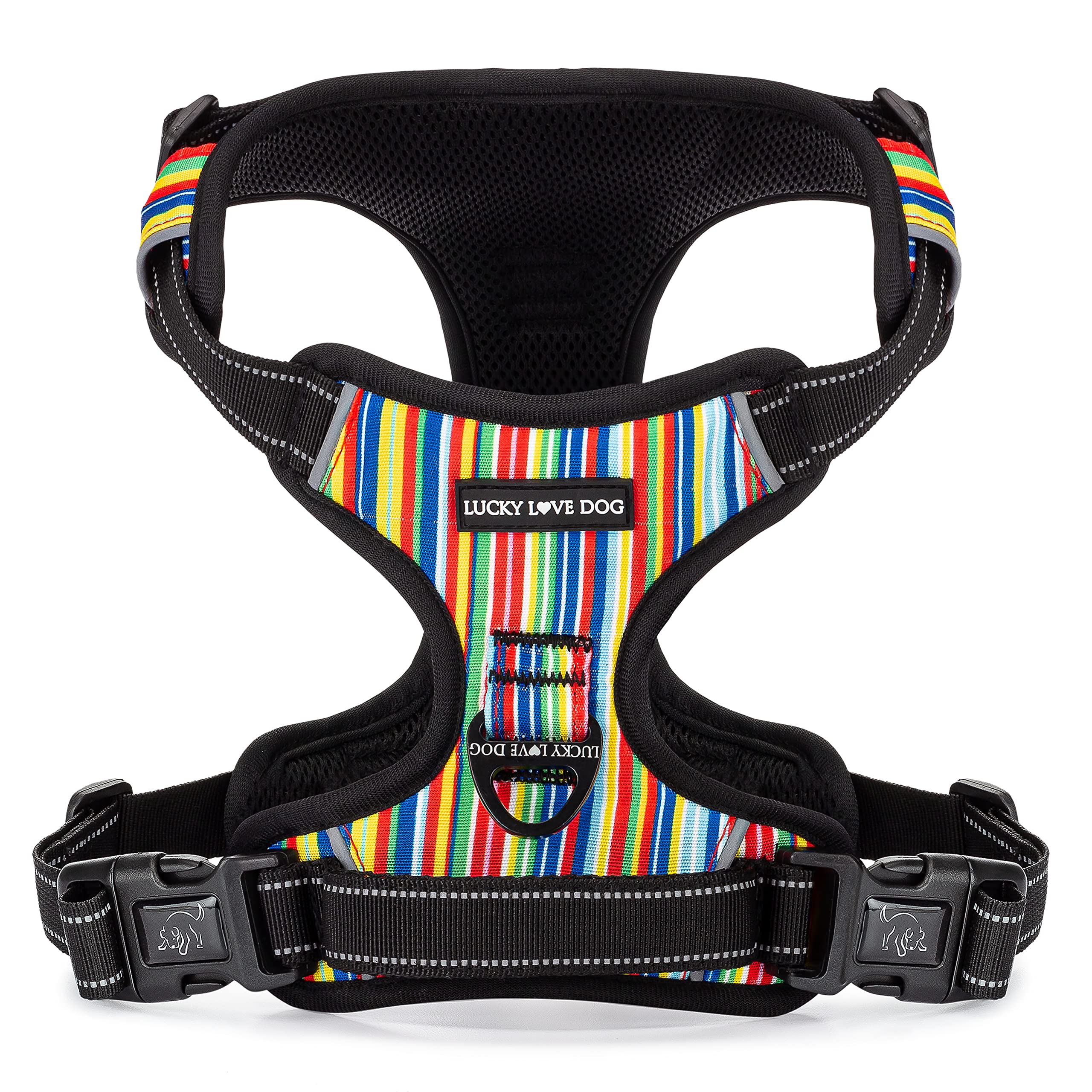 Lucky Love Dog Harness, Easy To Walk, No Pull Dog Harness, Adjustable Custom Fit (Hippie, Small)