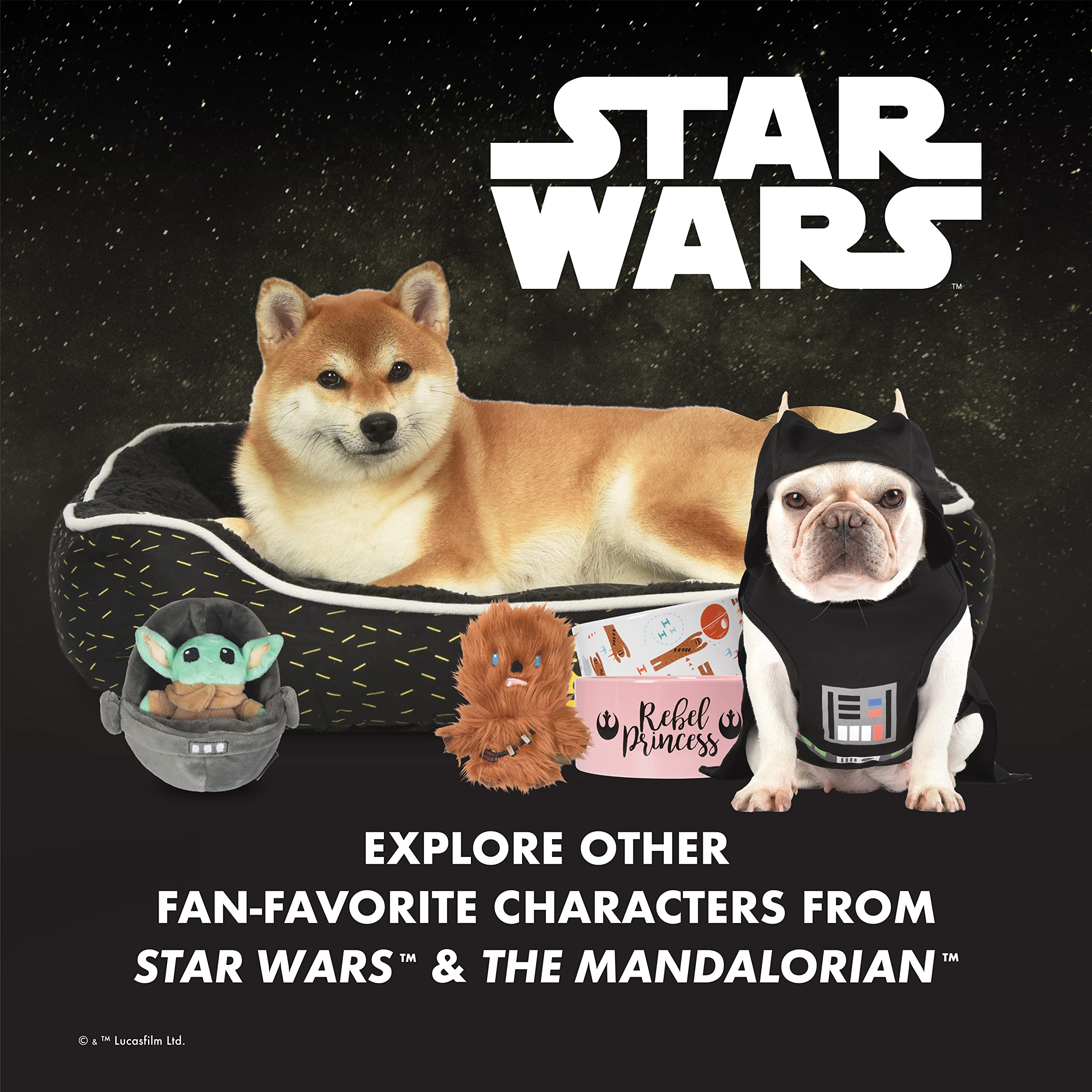 Star Wars The Mandalorian: Mando Oxford Bone Squeak Toy Dog Toy From Star Wars & The Mandalorian Bone-Shaped Squeaker Toy Star W