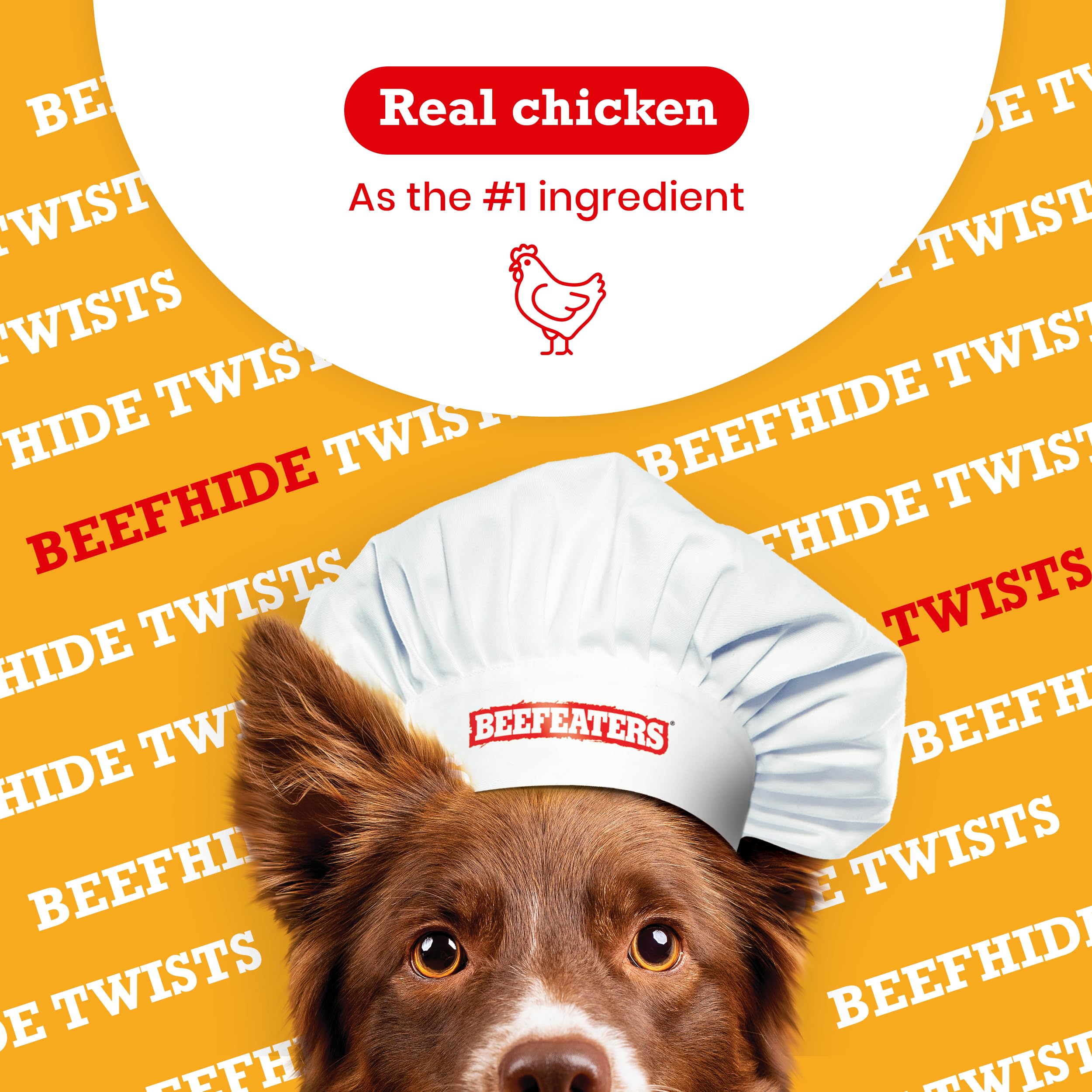 Beefeaters Beefhide 5in Twist with Real Chicken, 10oz - Protein-Rich Dog Treats for Clean Teeth, Ideal for Training & All Dog Si