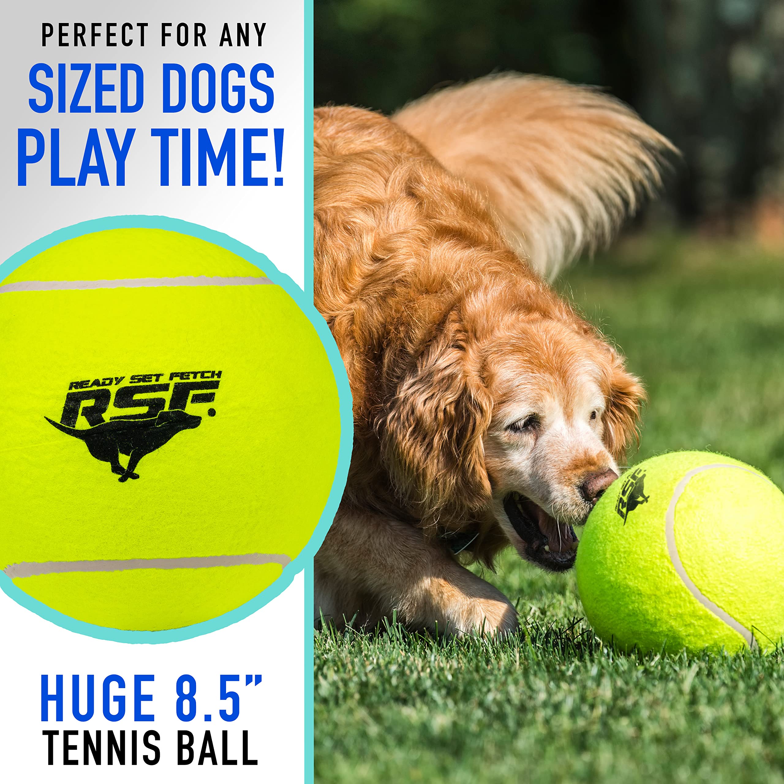 Franklin Pet Supply Oversized Dog Tennis Ball - 8.5" Jumbo Yellow/White - Pump Included