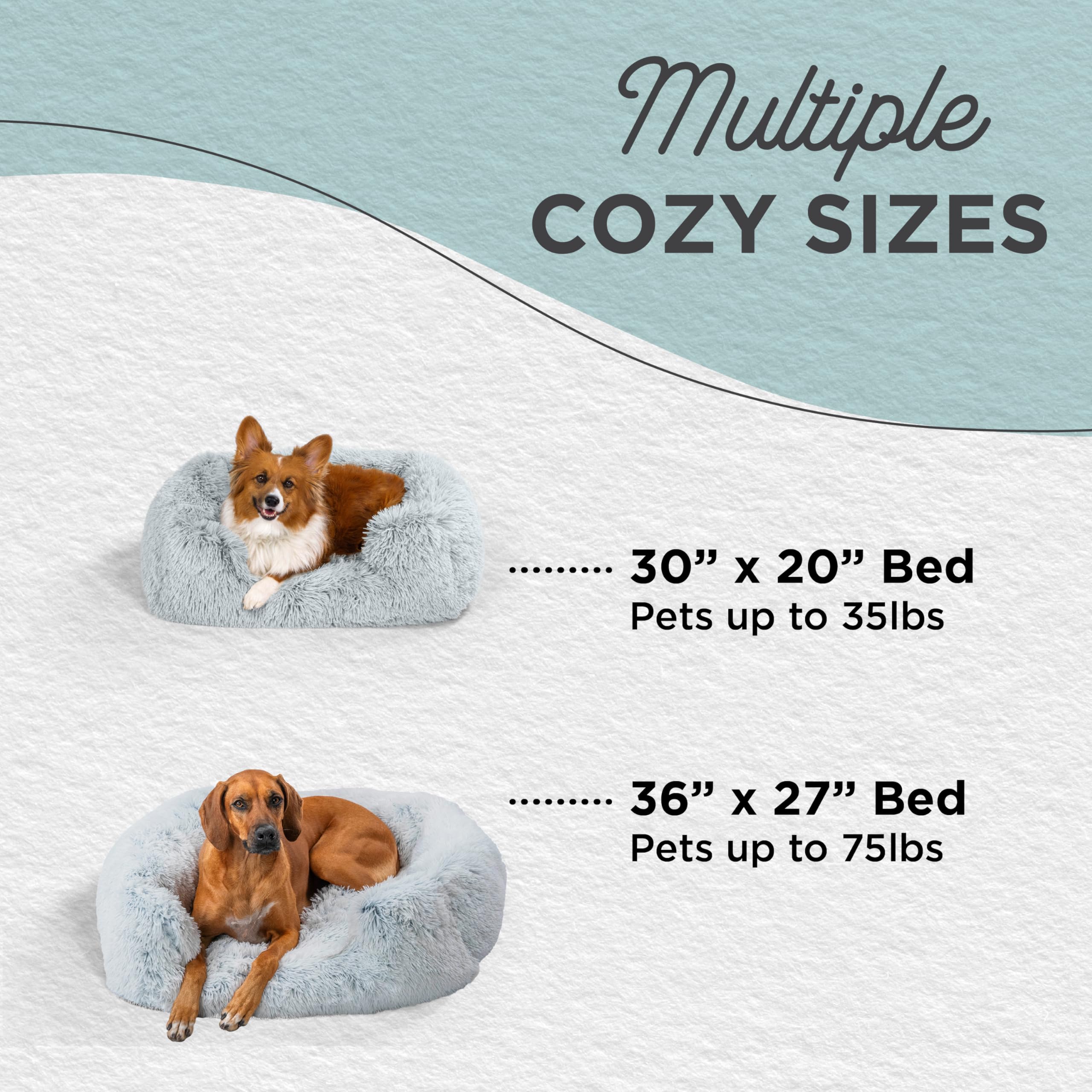 Best Friends by Sheri Shag Lounge Bed Calming Faux Fur Dog Bed, Frost, Large, 36'' x 27''