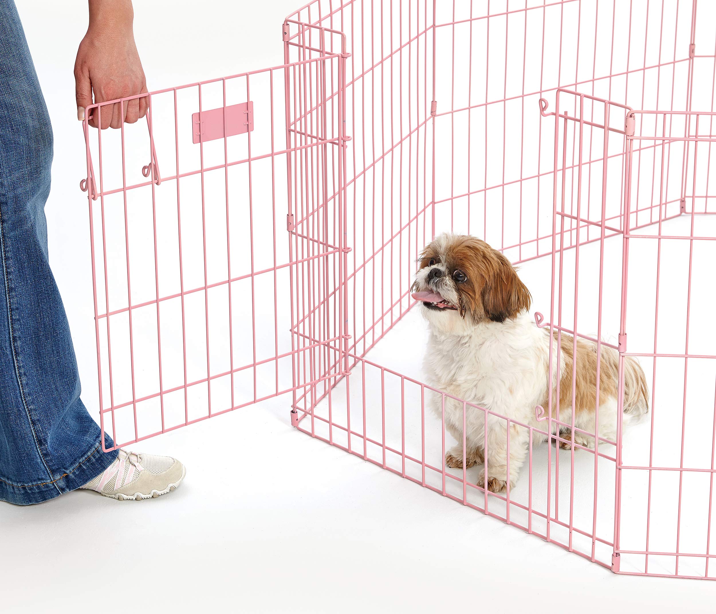 MidWest Homes for Pets Dog Exercise Pen, 24" x 24", Metal Playpen with Door, Pink