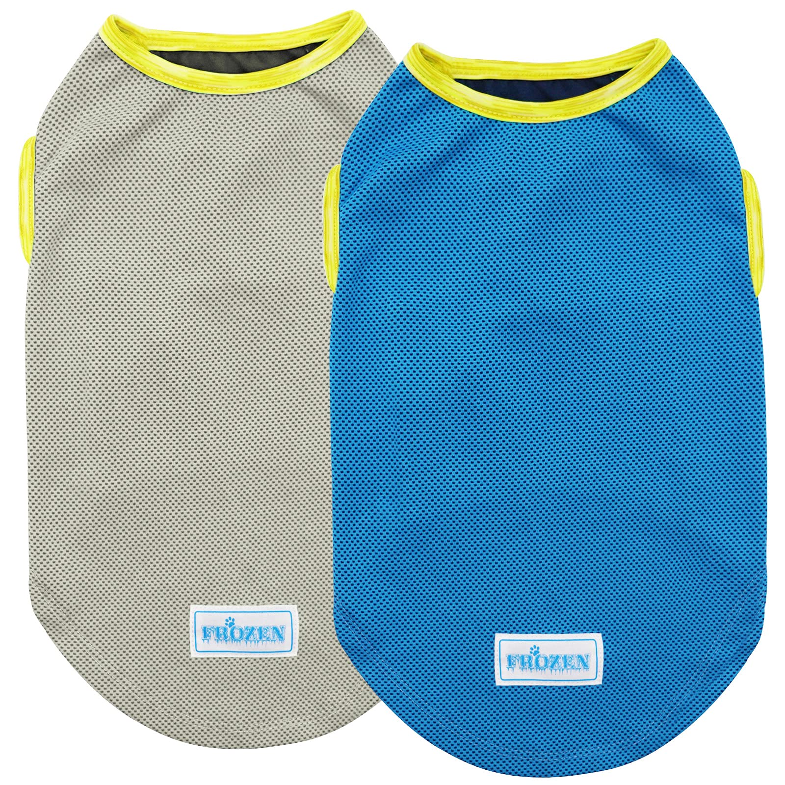 Kyeese 2 Pack Dog Cooling Shirts - Breathable Instant Cooling Vests, Lightweight For Summer Dog Apparel, Blue+Grey, Small