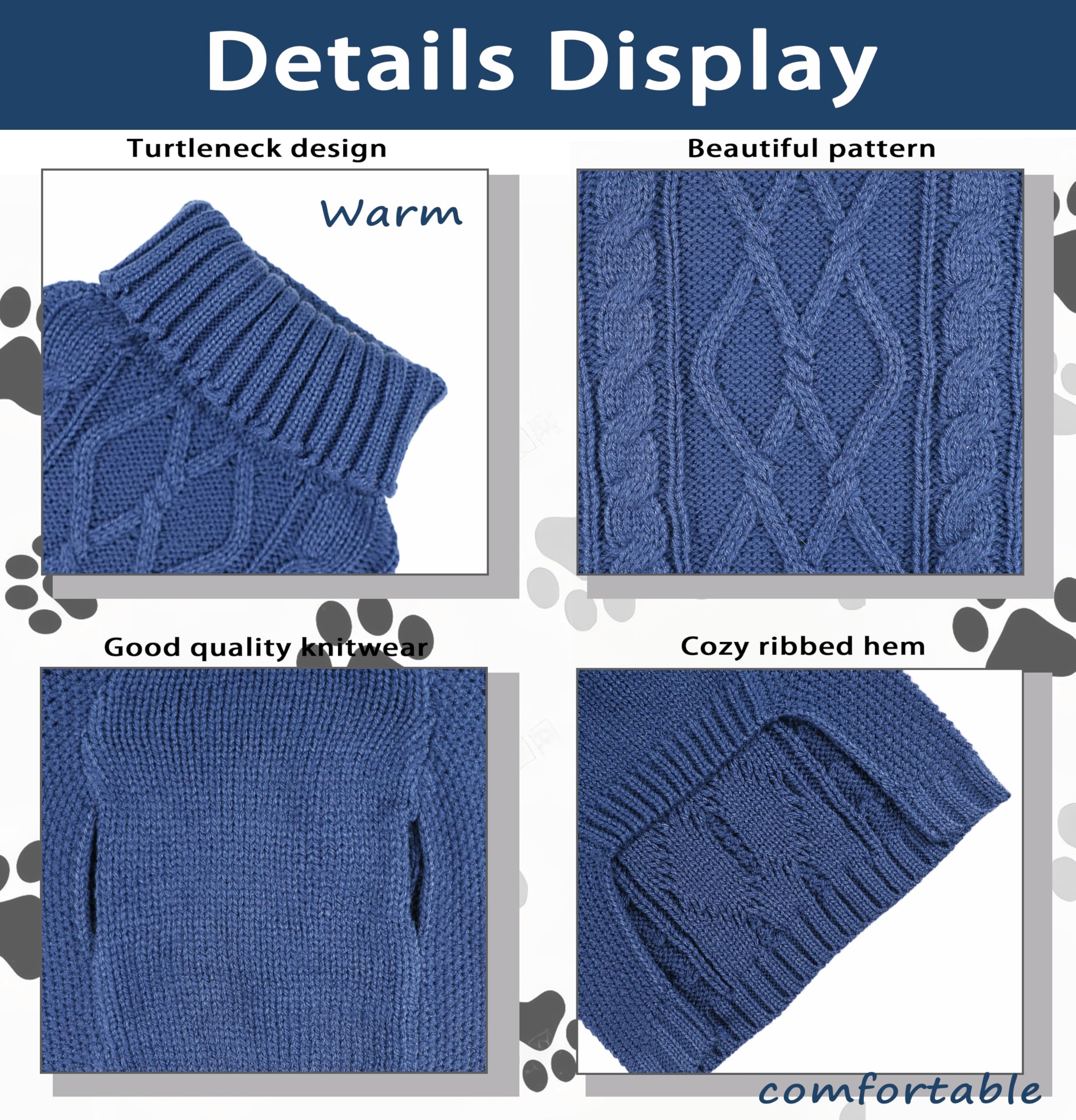 Dog Sweaters for Small Dogs Small Dog Sweater for Chihuahua Warm Dog Clothes Winter Puppy Clothes Turtleneck Pet Sweater Cable K