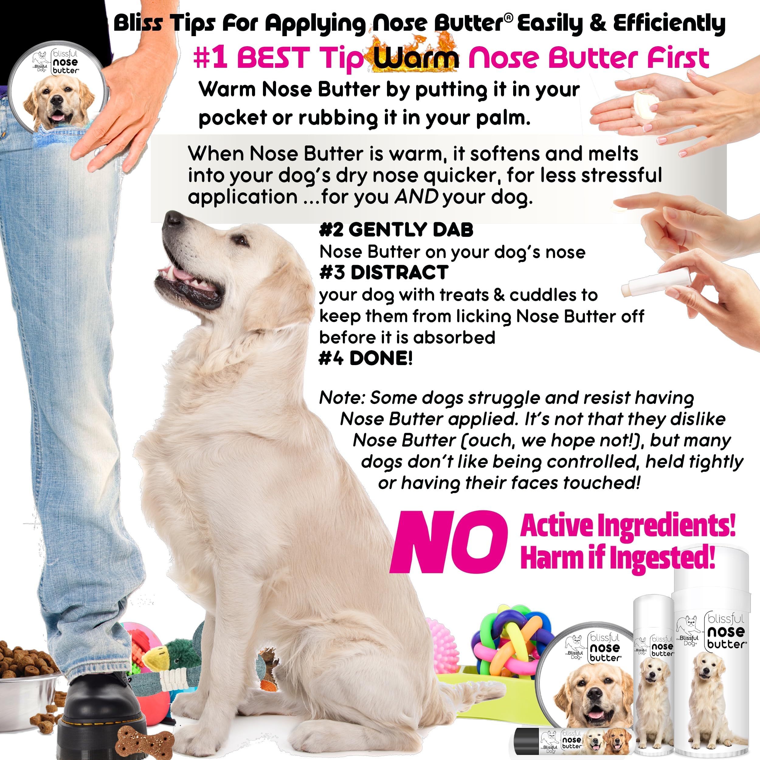 The Blissful Dog Golden Retreiver Unscented Nose Butter - Dog Nose Butter, 4 Ounce