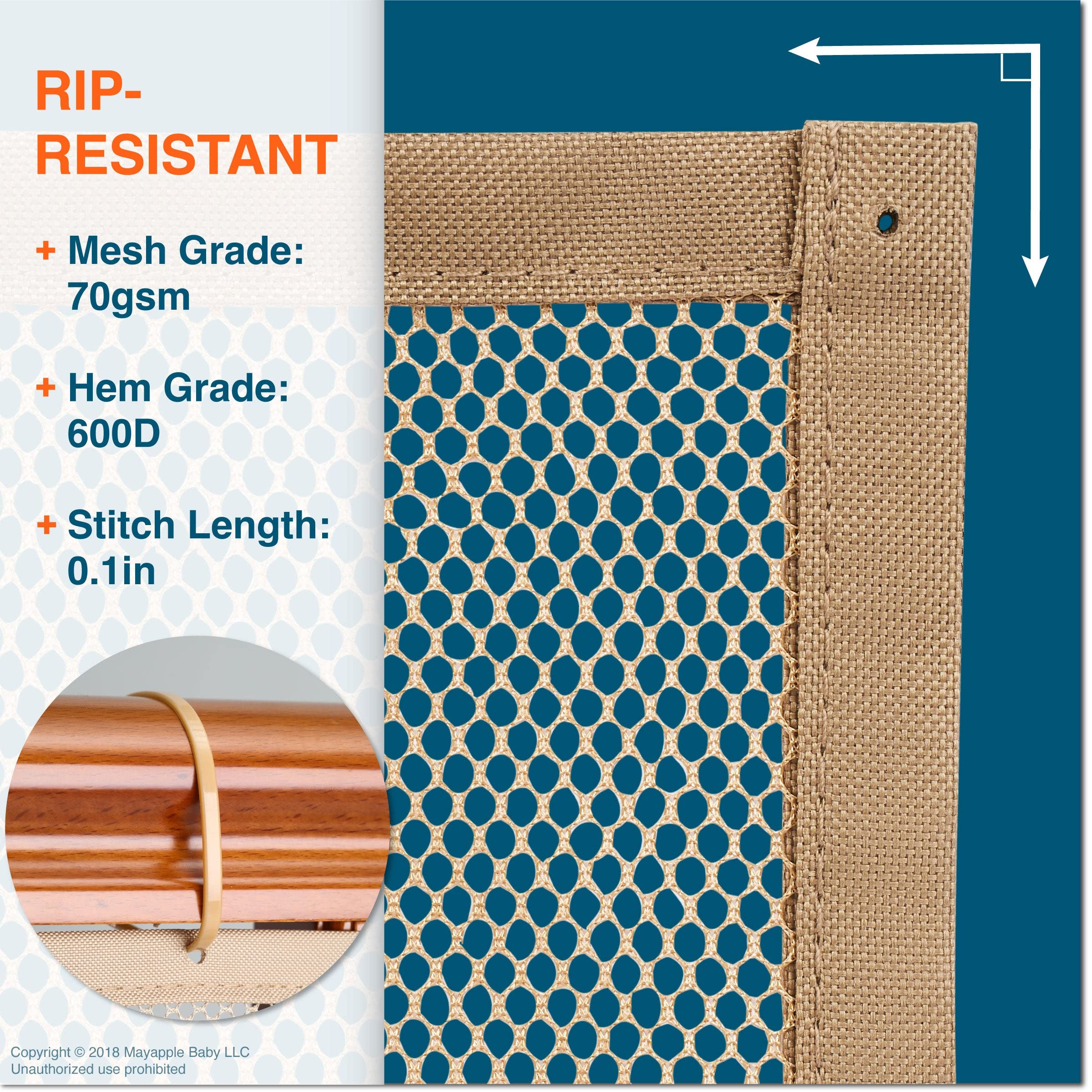 Roving Cove Stair Banister Guard 10Ft X 3Ft, Railing Safety Net For Baby Proofing, Child Safety Stairway Cover, Balcony Mesh Netting, Almond Brown