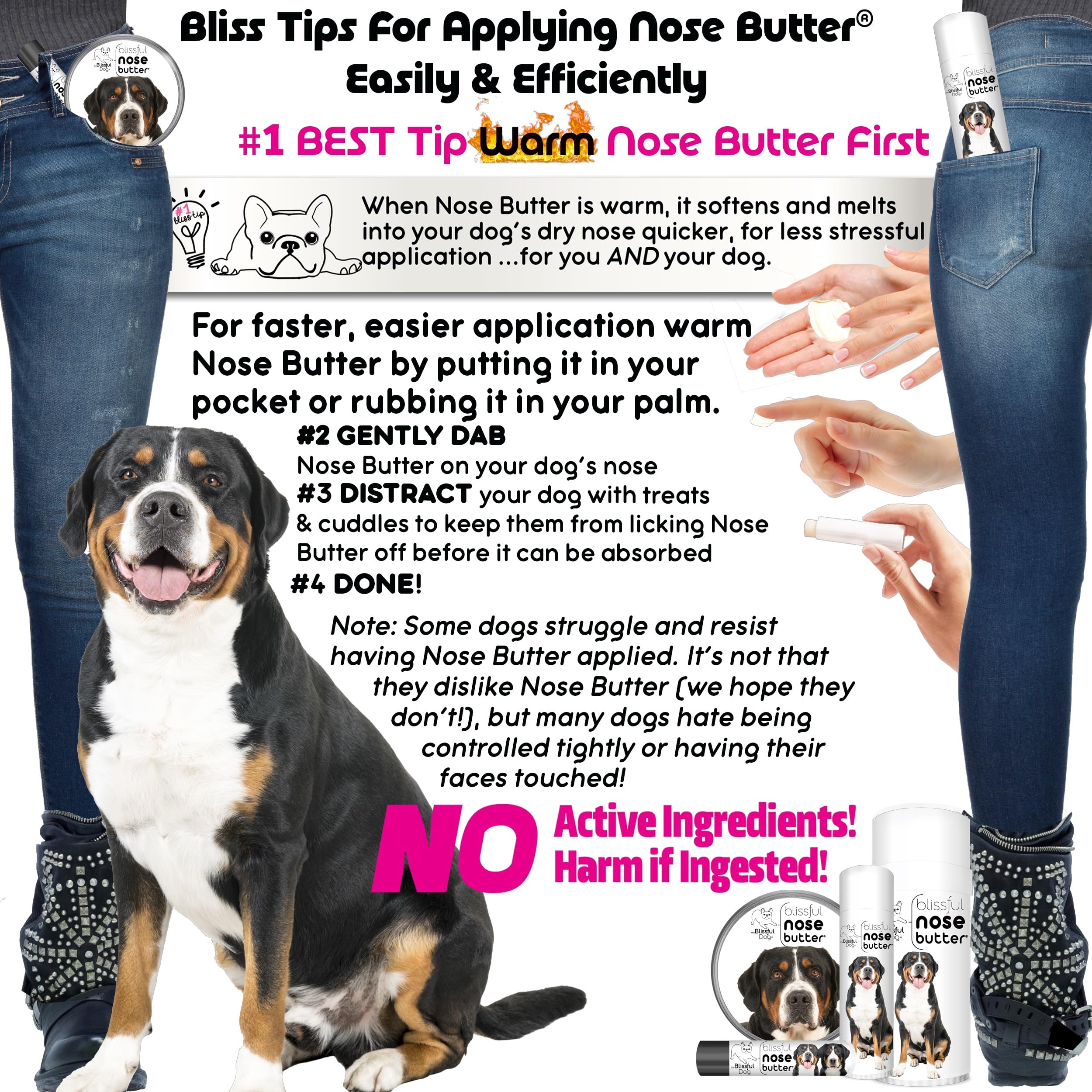 The Blissful Dog Greater Swiss Mountain Dog Unscented Nose Butter - Dog Nose Butter, 4 Ounce
